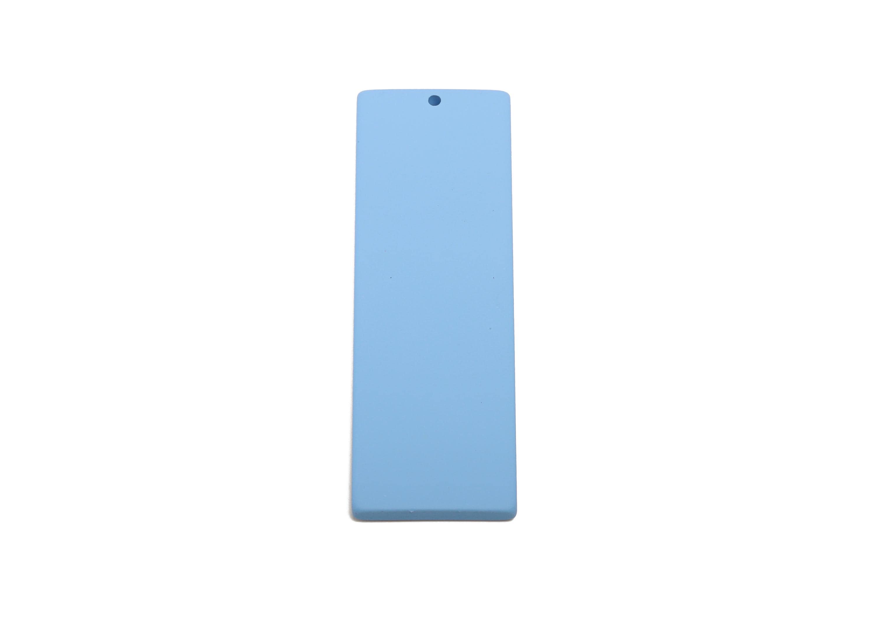 Acrylic Rectangle Earring Charm - Matte Blue Geometric Bar Pendant - Jewelry Supplies - Color Code: A1059 - 61x19.7x2.7mm - AC3665-A1059 - DOMEDBAZAAR