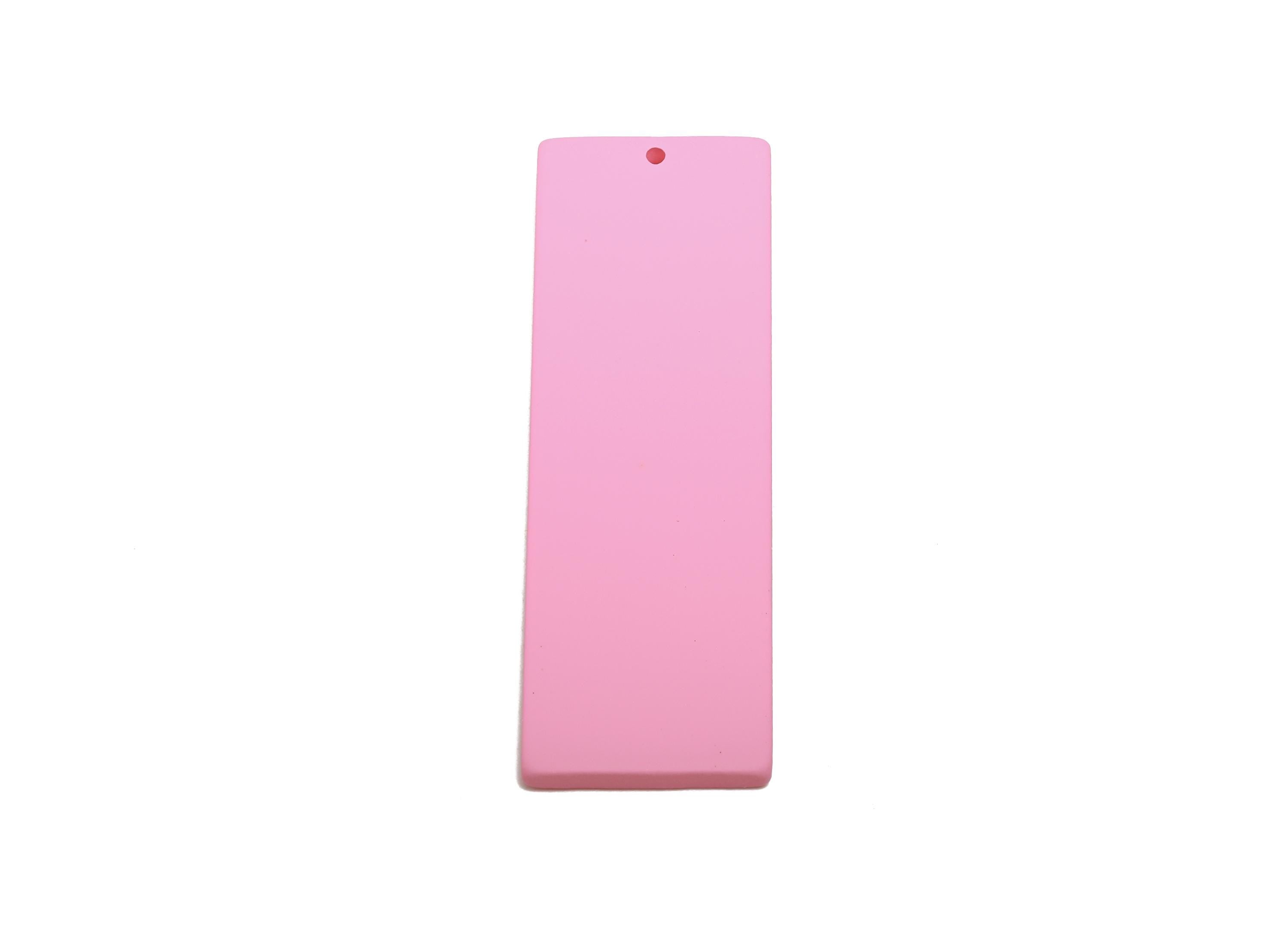 Acrylic Rectangle Earring Charm - Matte Pink Geometric Bar Pendant - Jewelry Supplies - Color Code: A1061 - 61x19.7x2.7mm - AC3665-A1061 - DOMEDBAZAAR