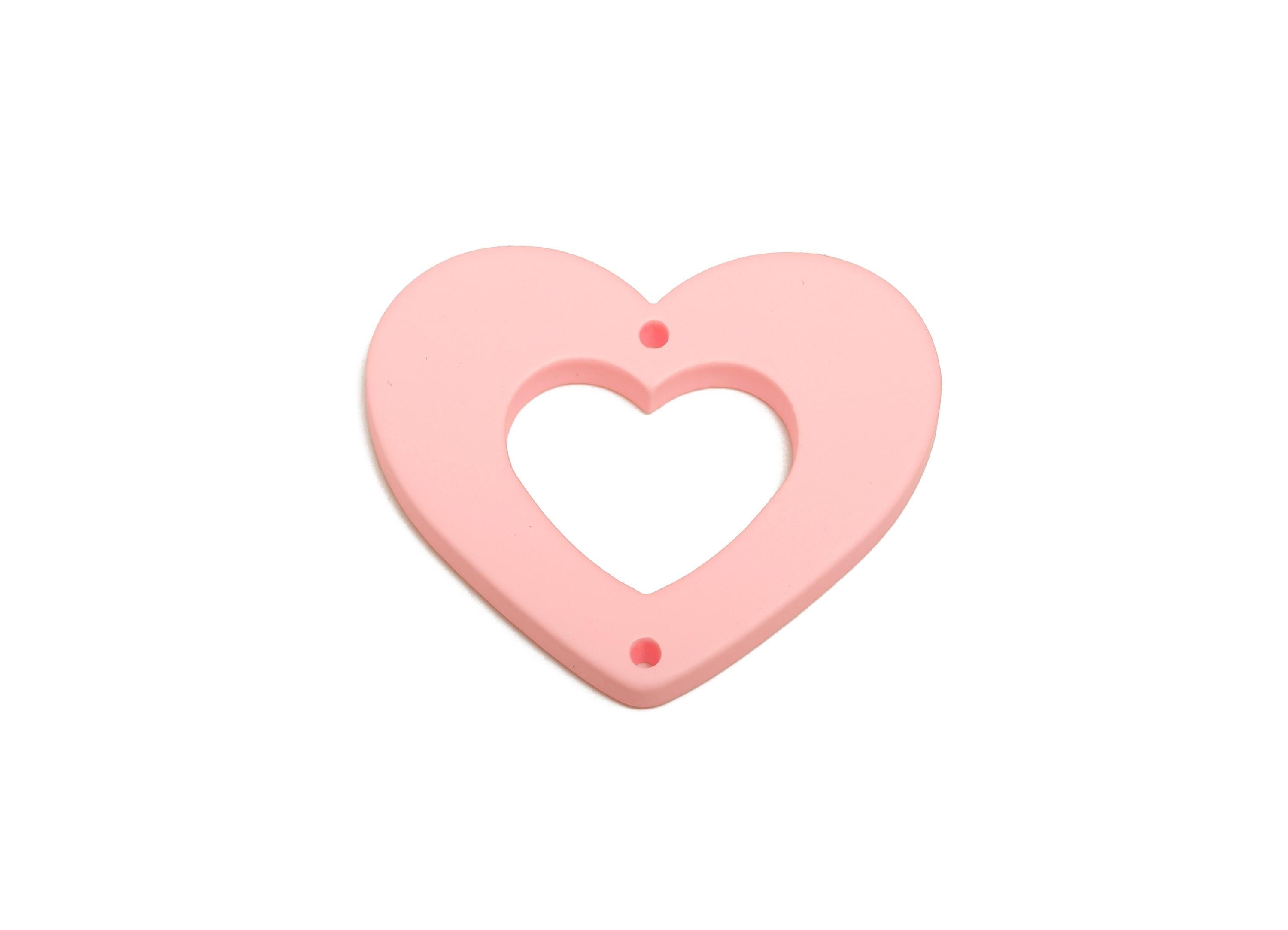 Acrylic Heart Connector - Matte Heart Charm - DIY Lightweight Flat Heart Cut-out Craft Piece - Color Code:A1061 - 34x29x3mm-AC3668-A1061 - DOMEDBAZAAR