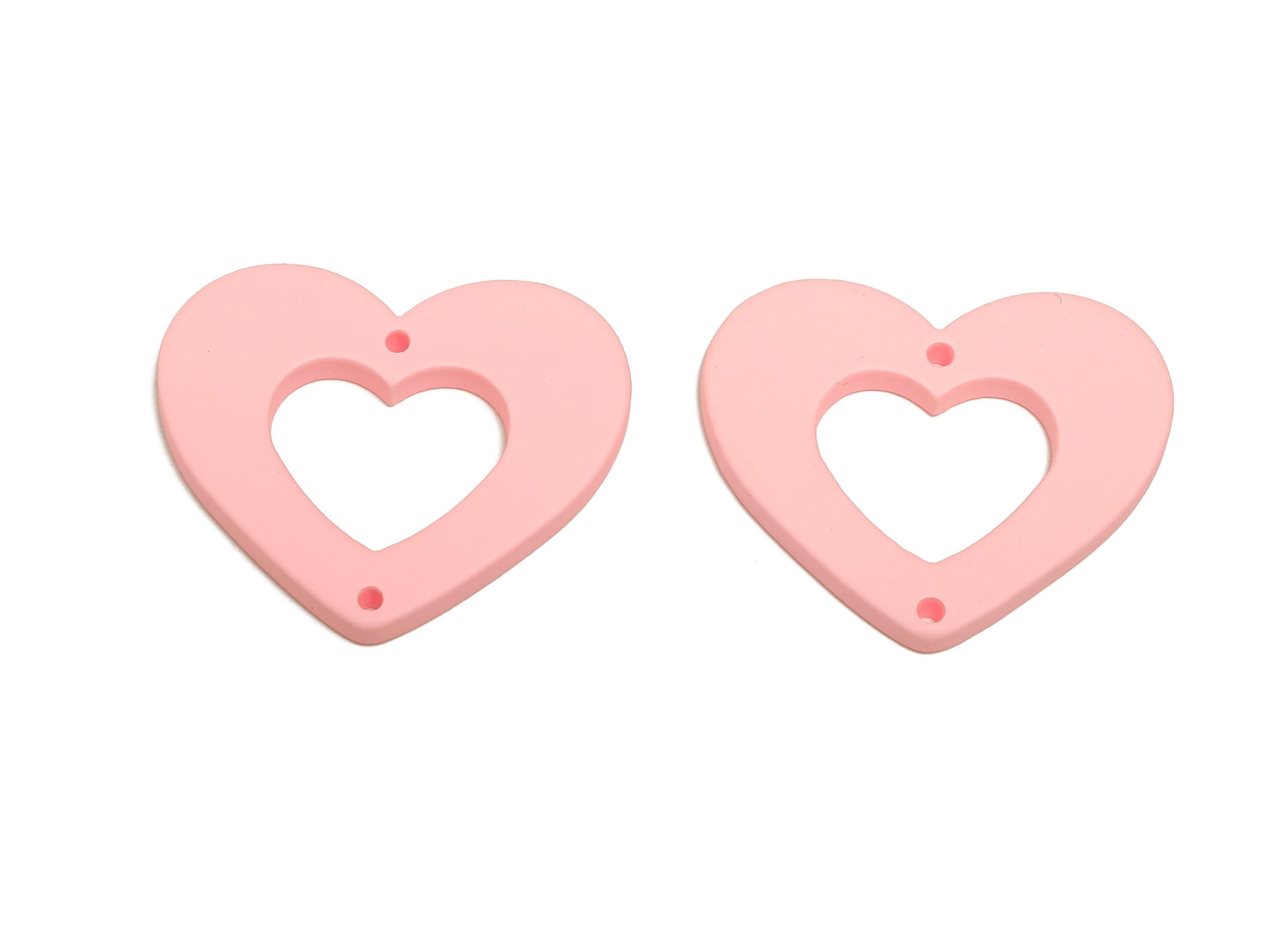 Acrylic Heart Connector - Matte Heart Charm - DIY Lightweight Flat Heart Cut-out Craft Piece - Color Code:A1061 - 34x29x3mm-AC3668-A1061 - DOMEDBAZAAR