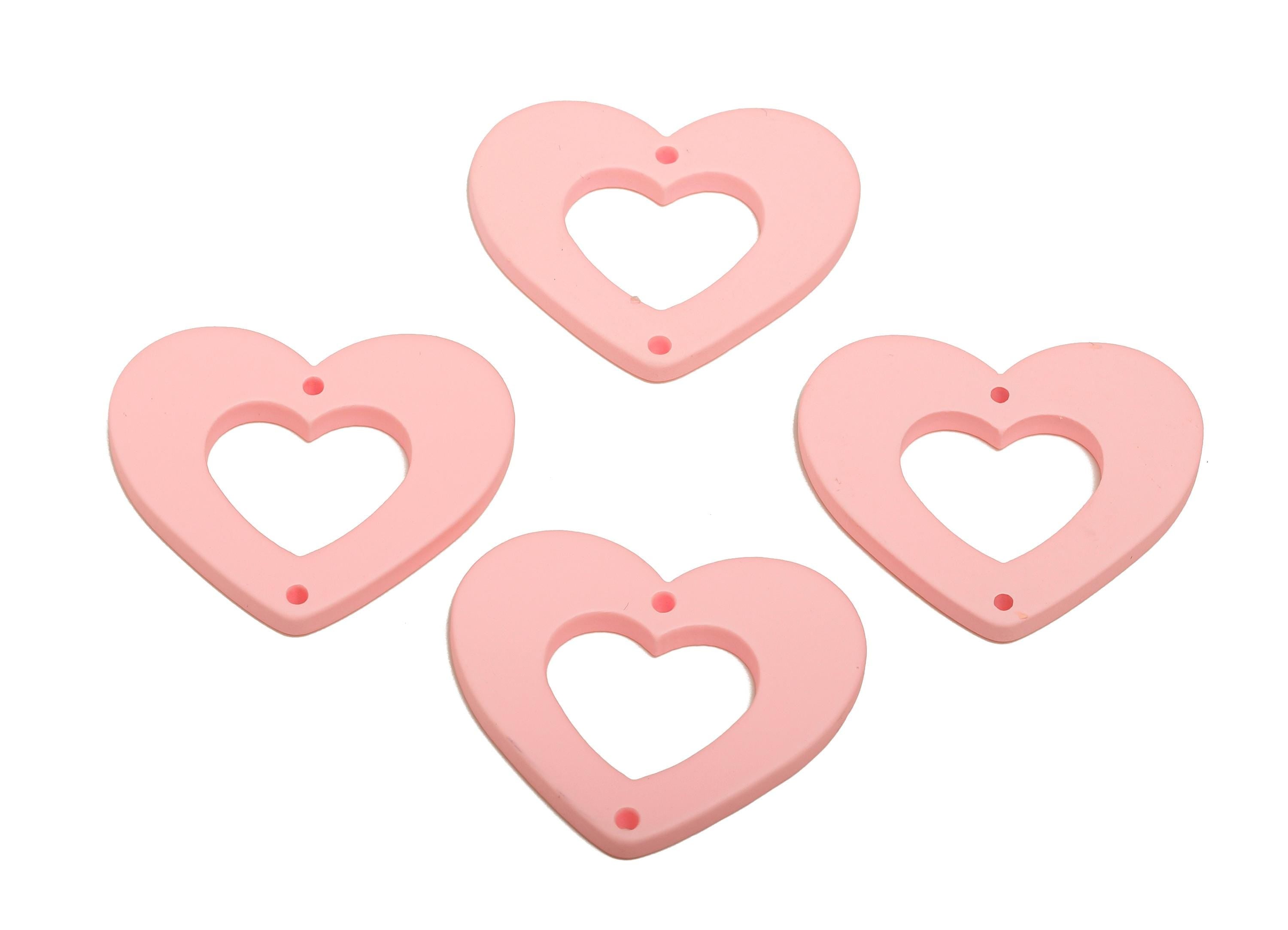 Acrylic Heart Connector - Matte Heart Charm - DIY Lightweight Flat Heart Cut-out Craft Piece - Color Code:A1061 - 34x29x3mm-AC3668-A1061 - DOMEDBAZAAR