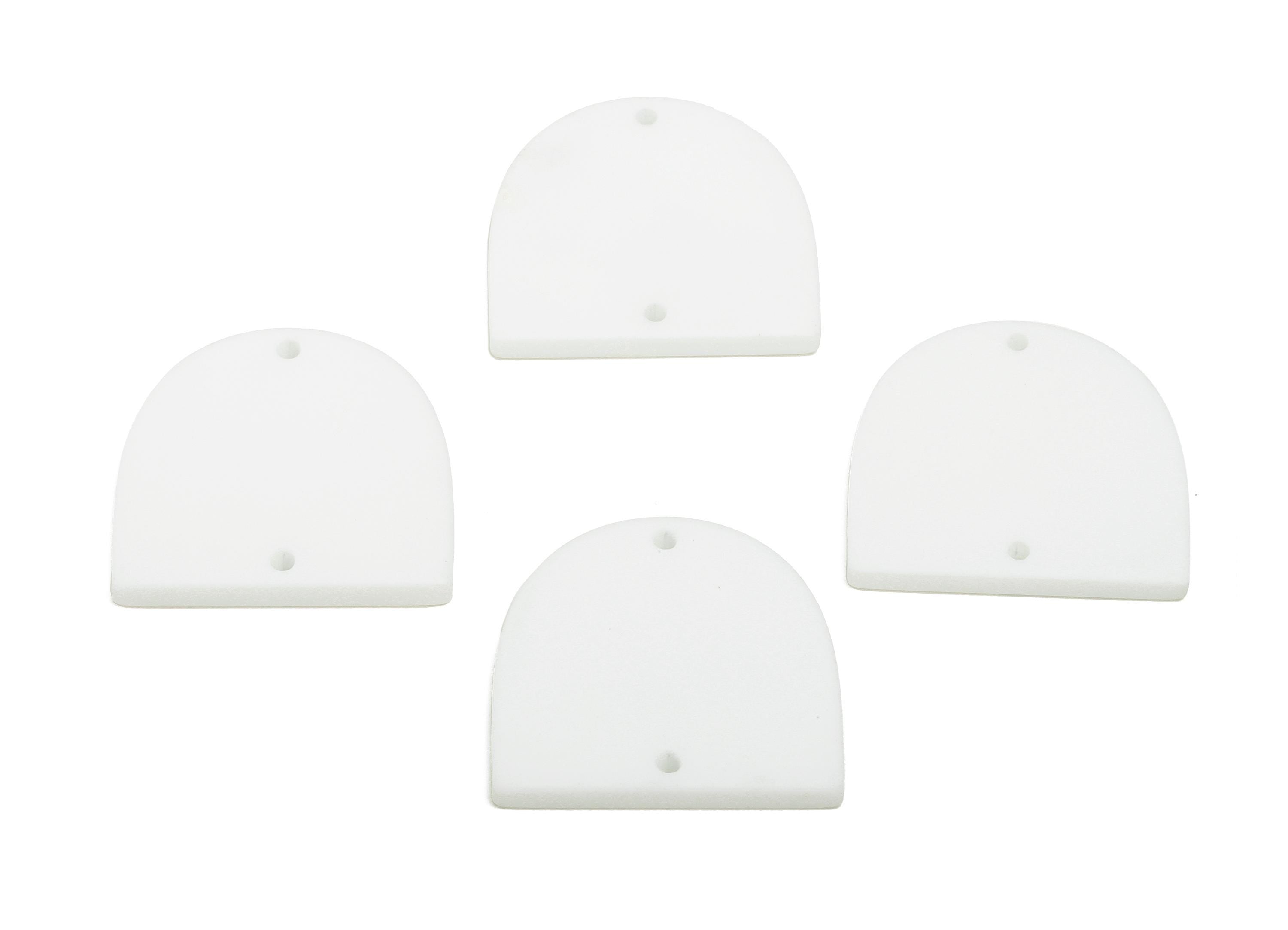 Acrylic Domed Earring Connector - Matte White D Shape Charm - 2 Holes Geometric Jewelry - Color Code: A1053 - 25x23x3mm - AC3666-A1053 - DOMEDBAZAAR