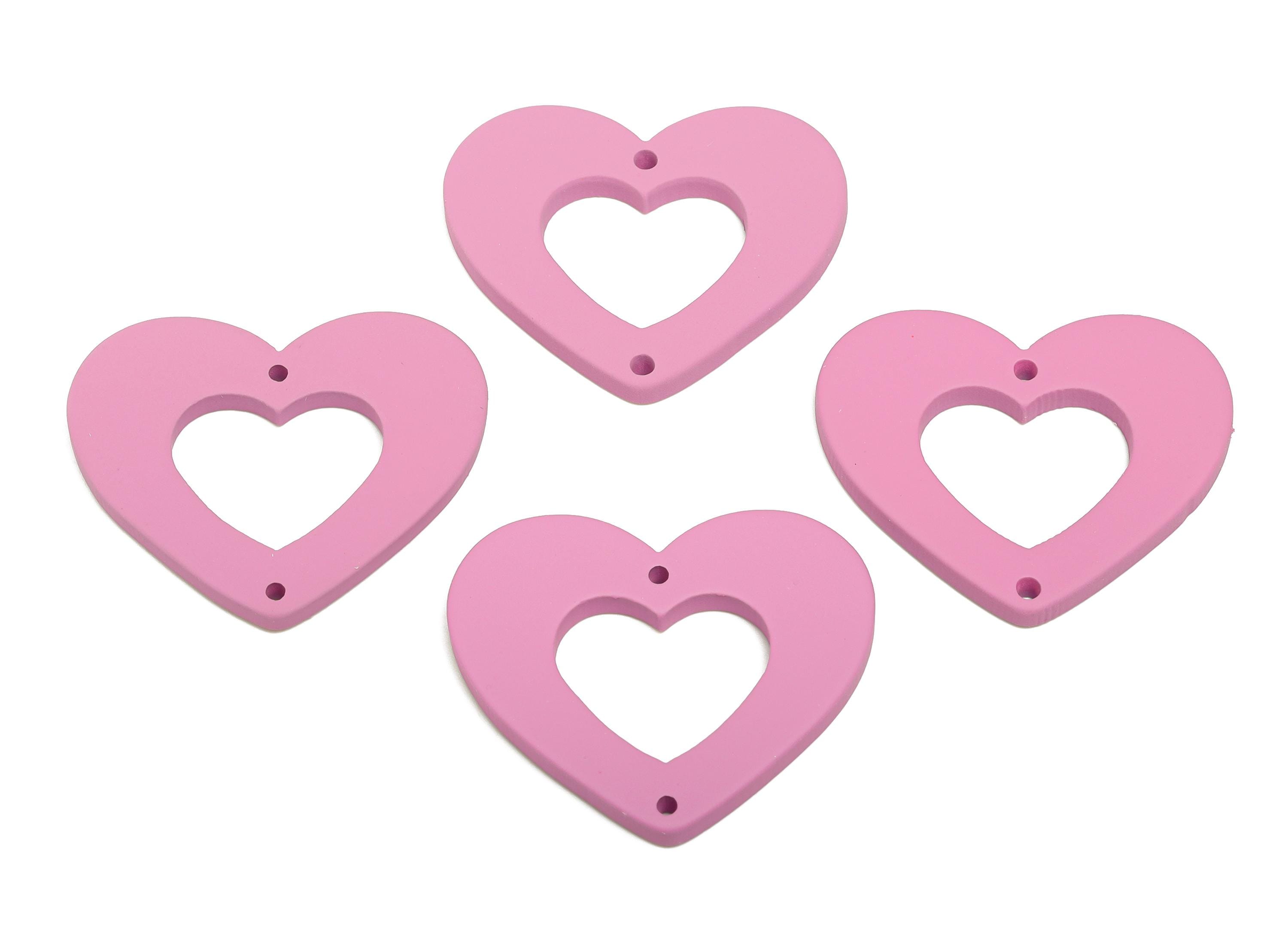 Acrylic Purple Heart Connector - Matte Heart Charm - DIY Lightweight Flat Cut-out Craft Piece - Color Code:A1060 - 34x29x3mm-AC3668-A1060 - DOMEDBAZAAR