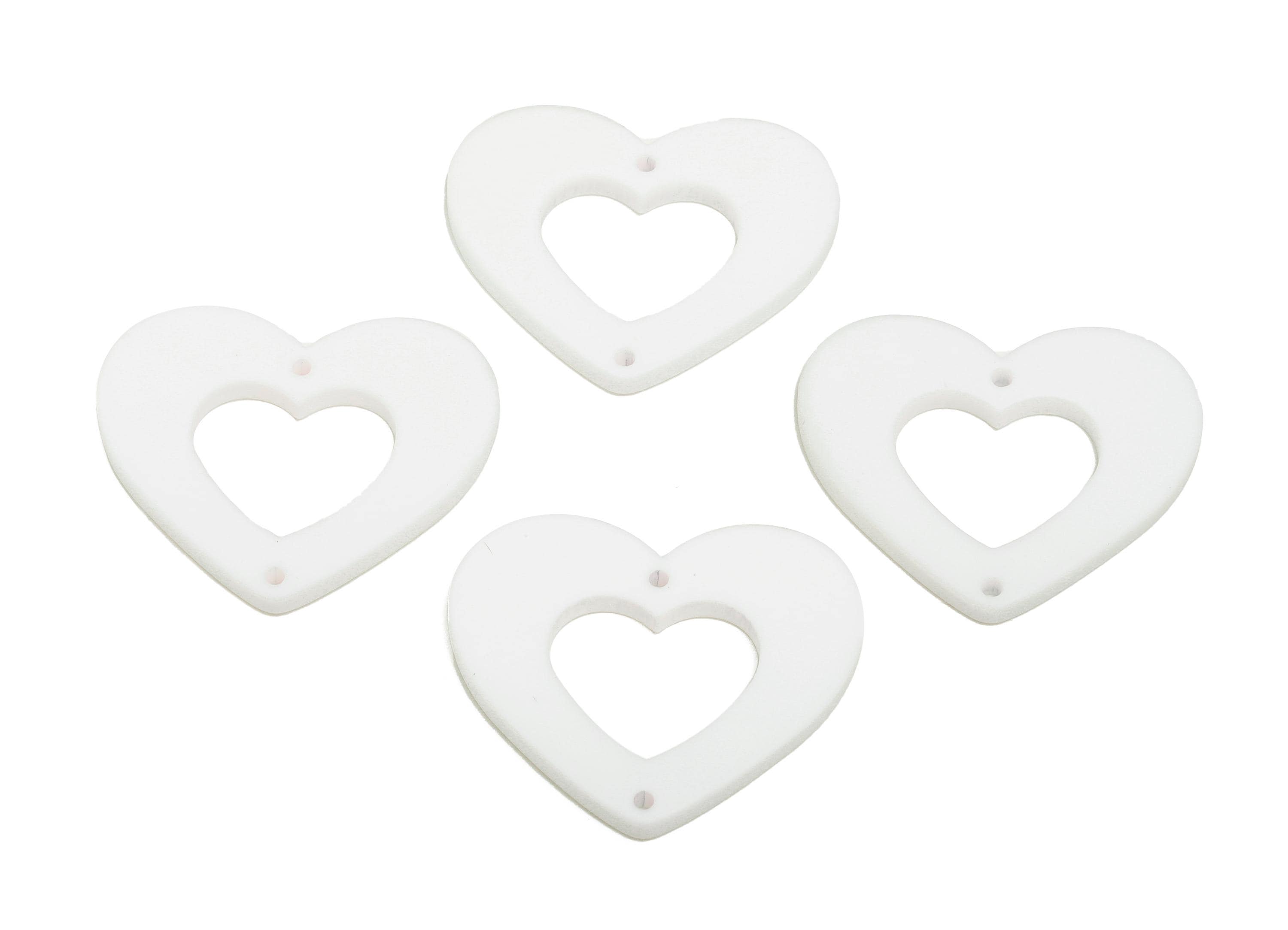Acrylic White Heart Connector - Matte Heart Charm - DIY Lightweight Flat Cut-out Craft Piece - Color Code:A1053 - 34x29x3mm-AC3668-A1053 - DOMEDBAZAAR