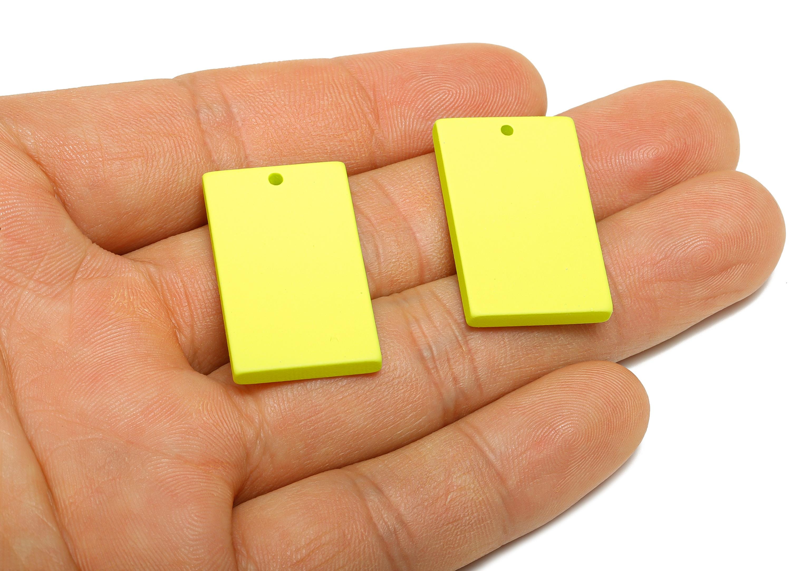 Acrylic Rectangle Earring Charm - Matte Green Rectangle Geometric Pendant - Jewelry Making - Color Code: A1058 - 29.7x15.8x3mm -AC3677-A1058 - DOMEDBAZAAR