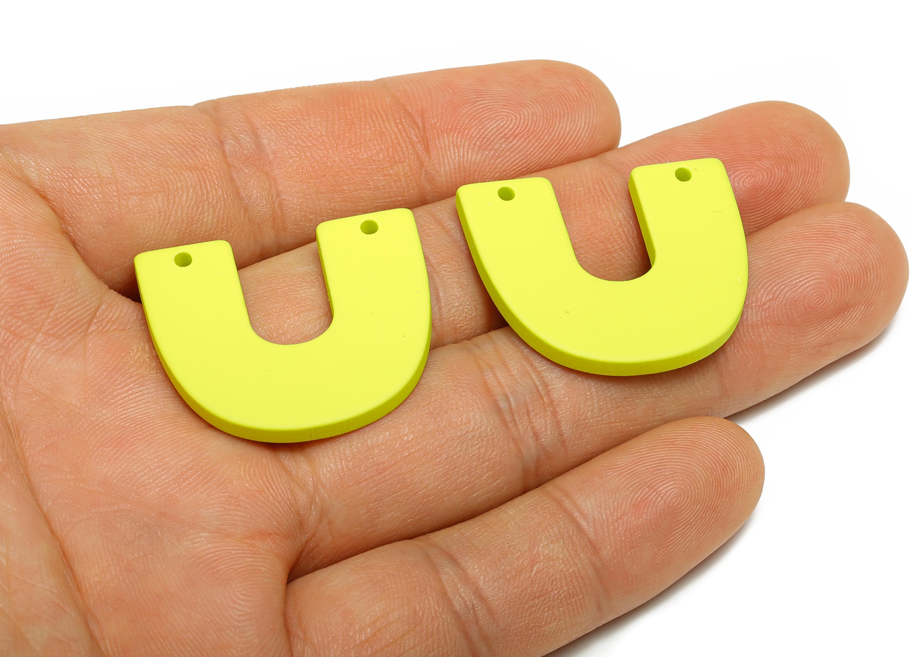 Acrylic U Shape Earring Connector - Matte Green Horseshoe Charms - 2 Holes Geometric Jewelry - Color Code: A1058 - 30x26x3mm - AC3676-A1058 - DOMEDBAZAAR