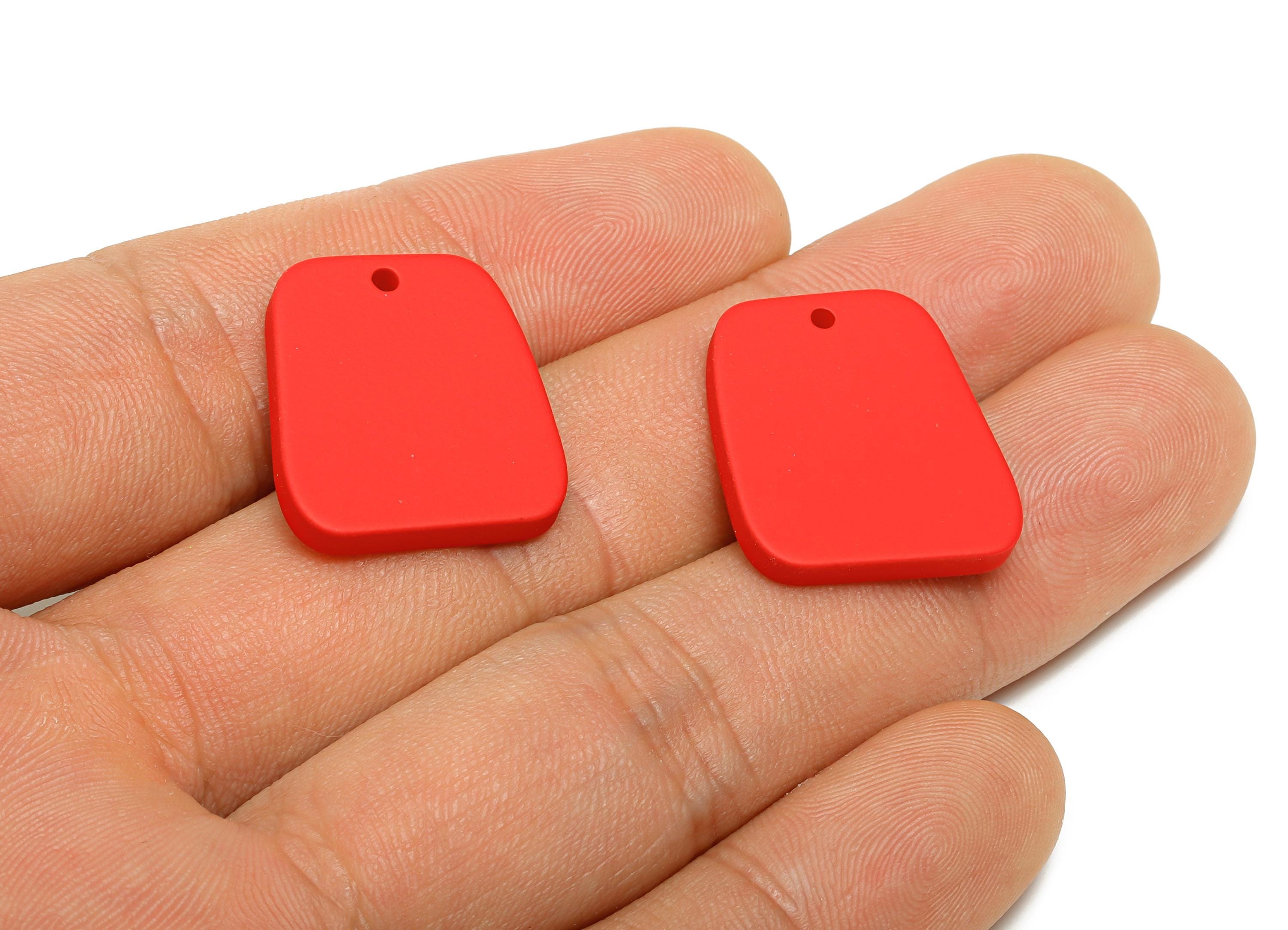 Acrylic Red Trapezoid Charm - Matte Modern Geometry Charm - DIY Lightweight Flat Craft Piece - Color Code:A1054 - 20x18x2mm-AC3669-A1054 - DOMEDBAZAAR