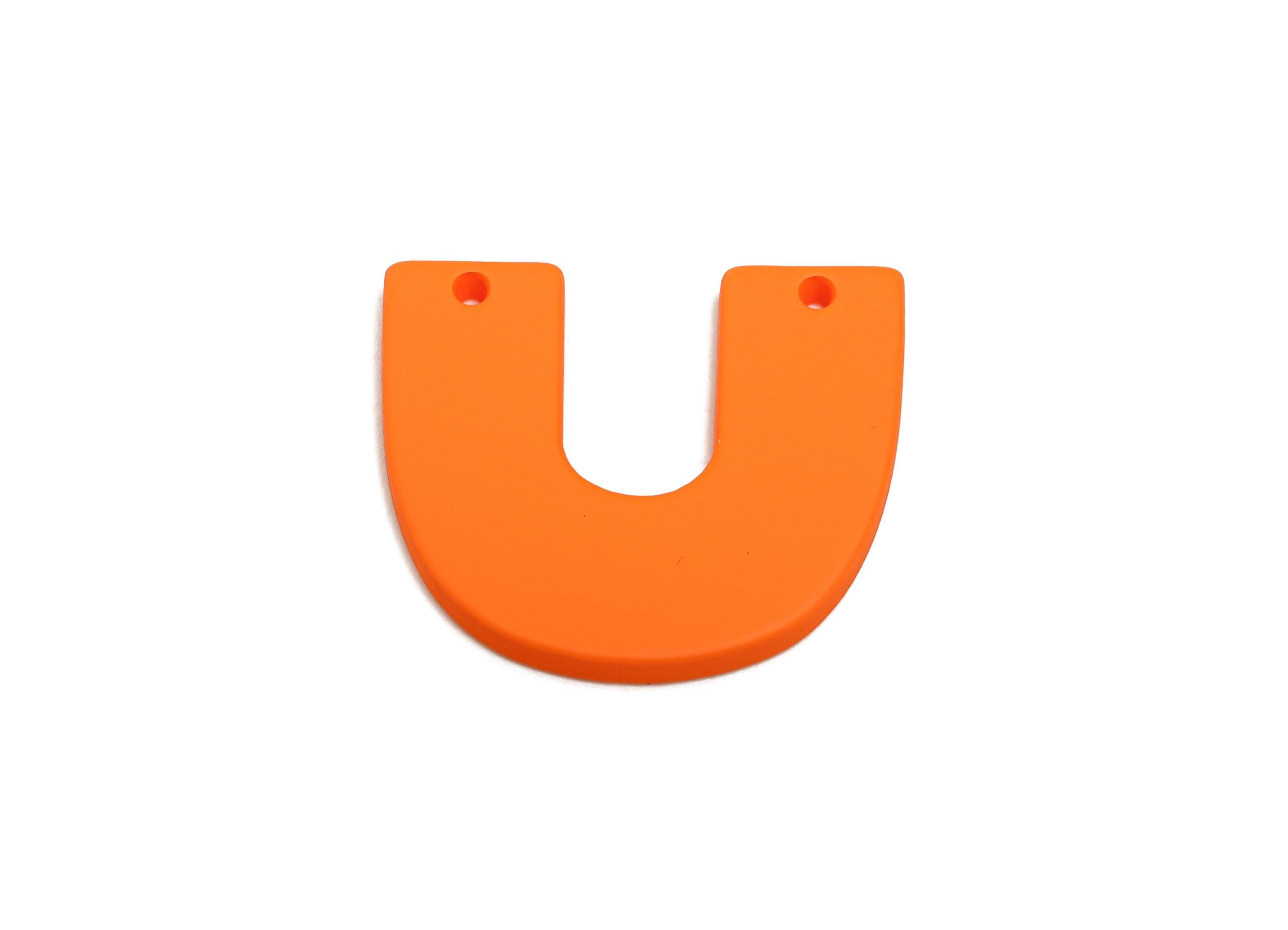 Acrylic U Shape Earring Connector - Matte Orange Horseshoe Charms - 2 Holes Geometric Jewelry - Color Code: A1056 - 30x26x3mm - AC3676-A1056 - DOMEDBAZAAR