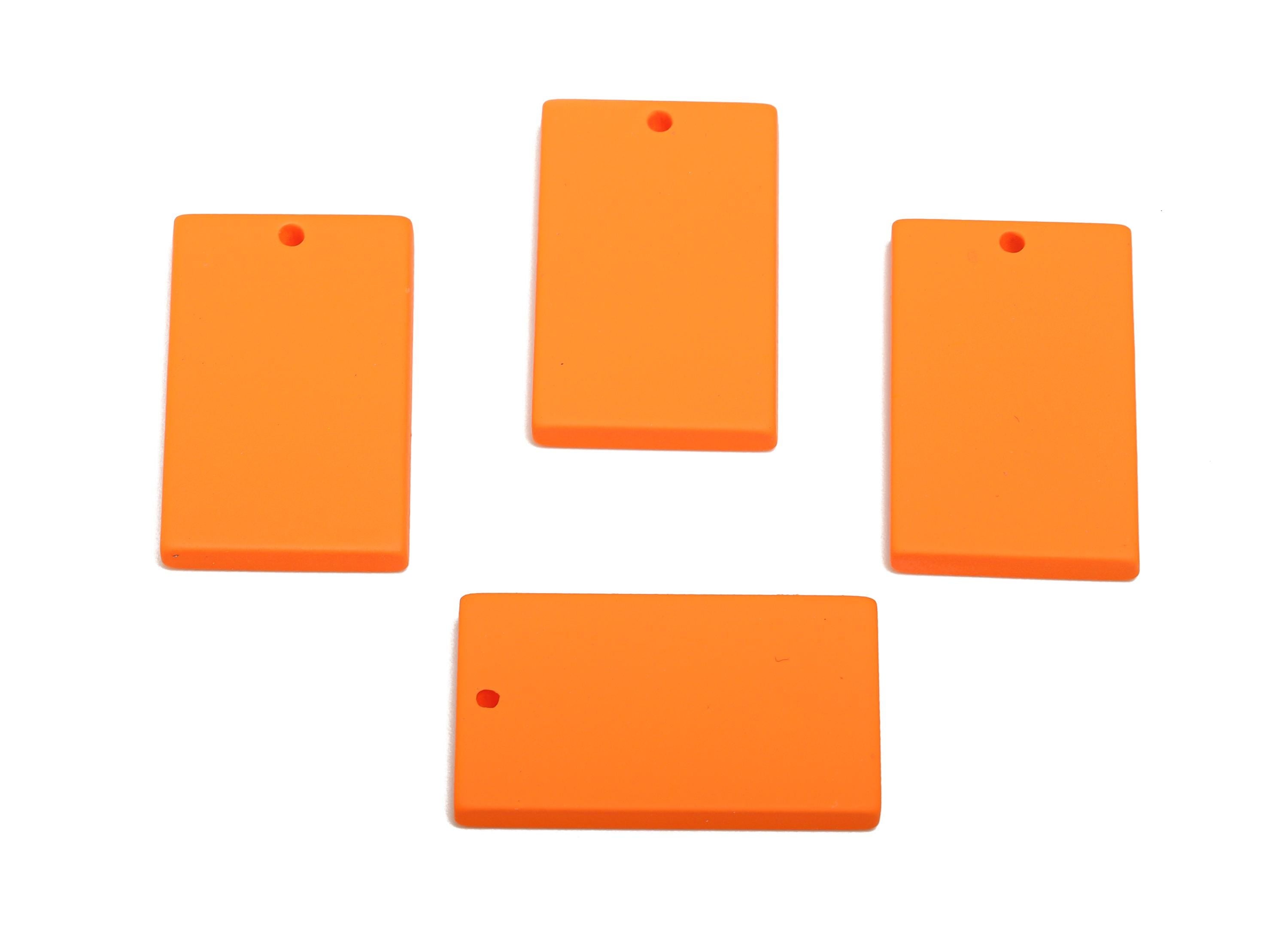 Acrylic Rectangle Earring Charm - Matte Orange Rectangle Geometric Pendant - Jewelry Making - Color Code:A1056 - 29.7x15.8x3mm -AC3677-A1056 - DOMEDBAZAAR