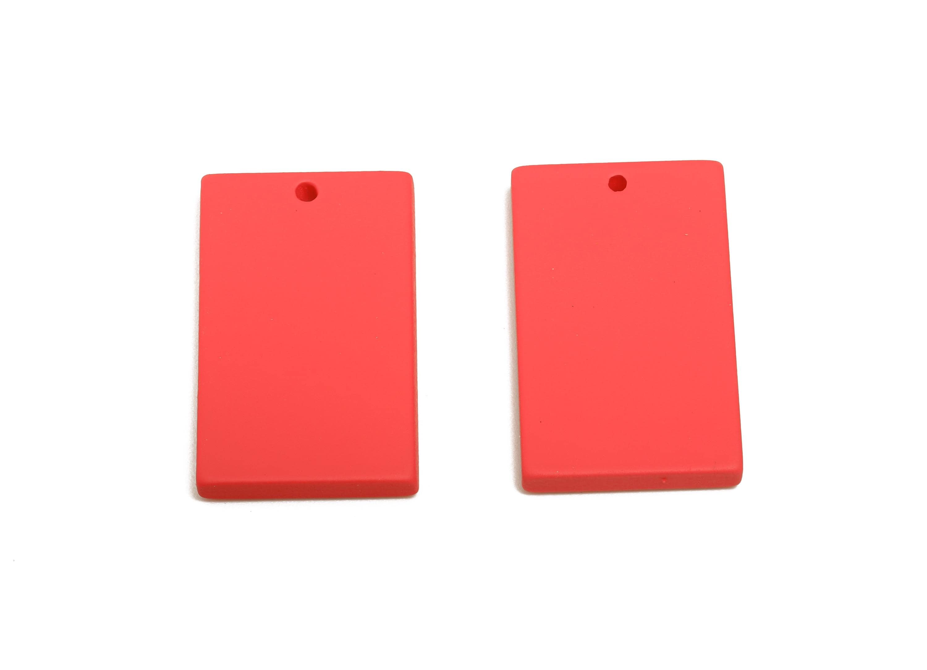 Acrylic Rectangle Earring Charm - Matte Red Rectangle Geometric Pendant - Jewelry Making - Color Code: A1055 - 29.7x15.8x3mm - AC3677-A1055 - DOMEDBAZAAR