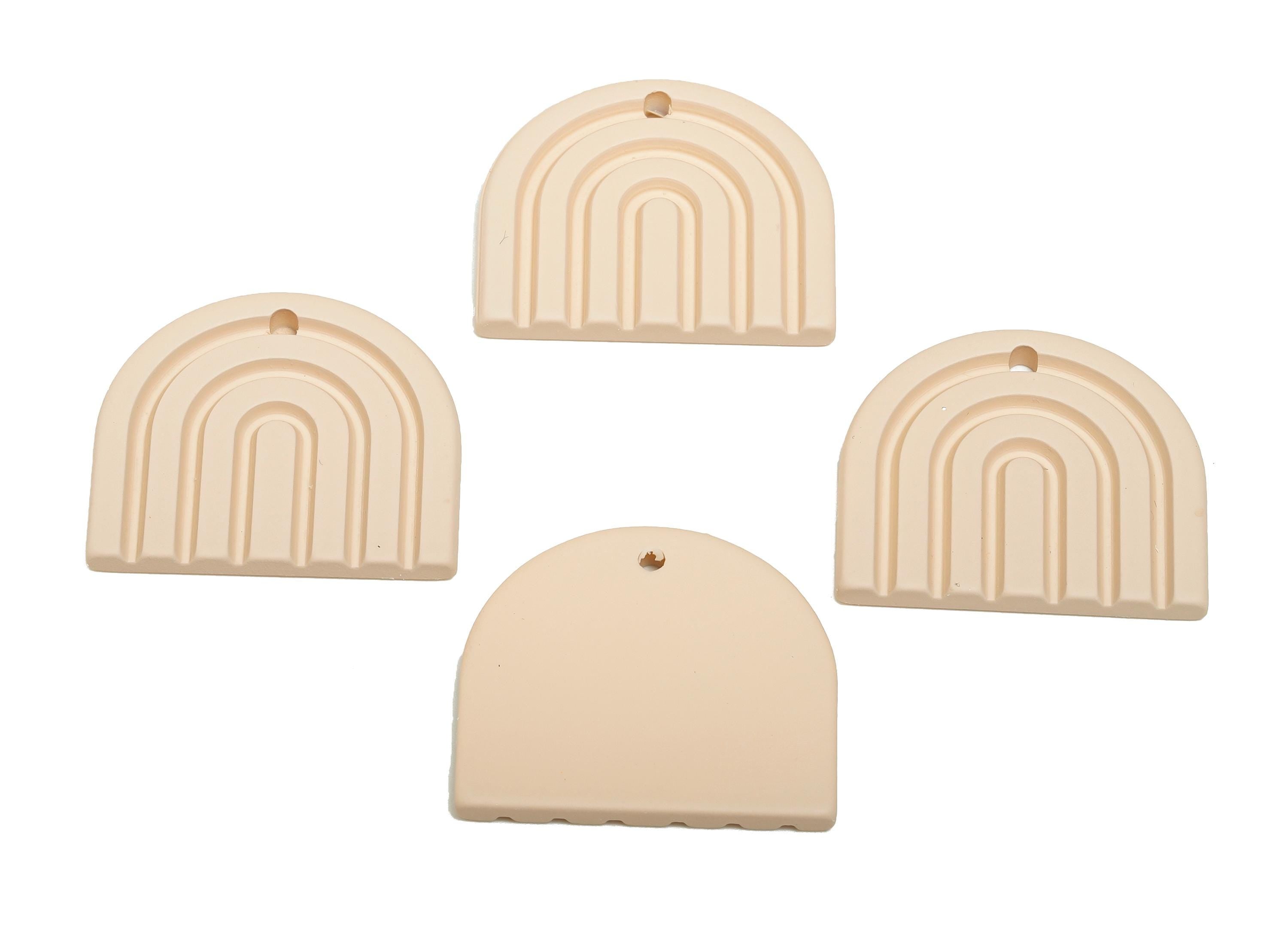 Acrylic Rainbow Earring Charm - Matte Domed Geometric Pendant - Jewelry Making Supplies - Color Code: A1062 - 28x24.7x3mm - AC3664-A1062 - DOMEDBAZAAR