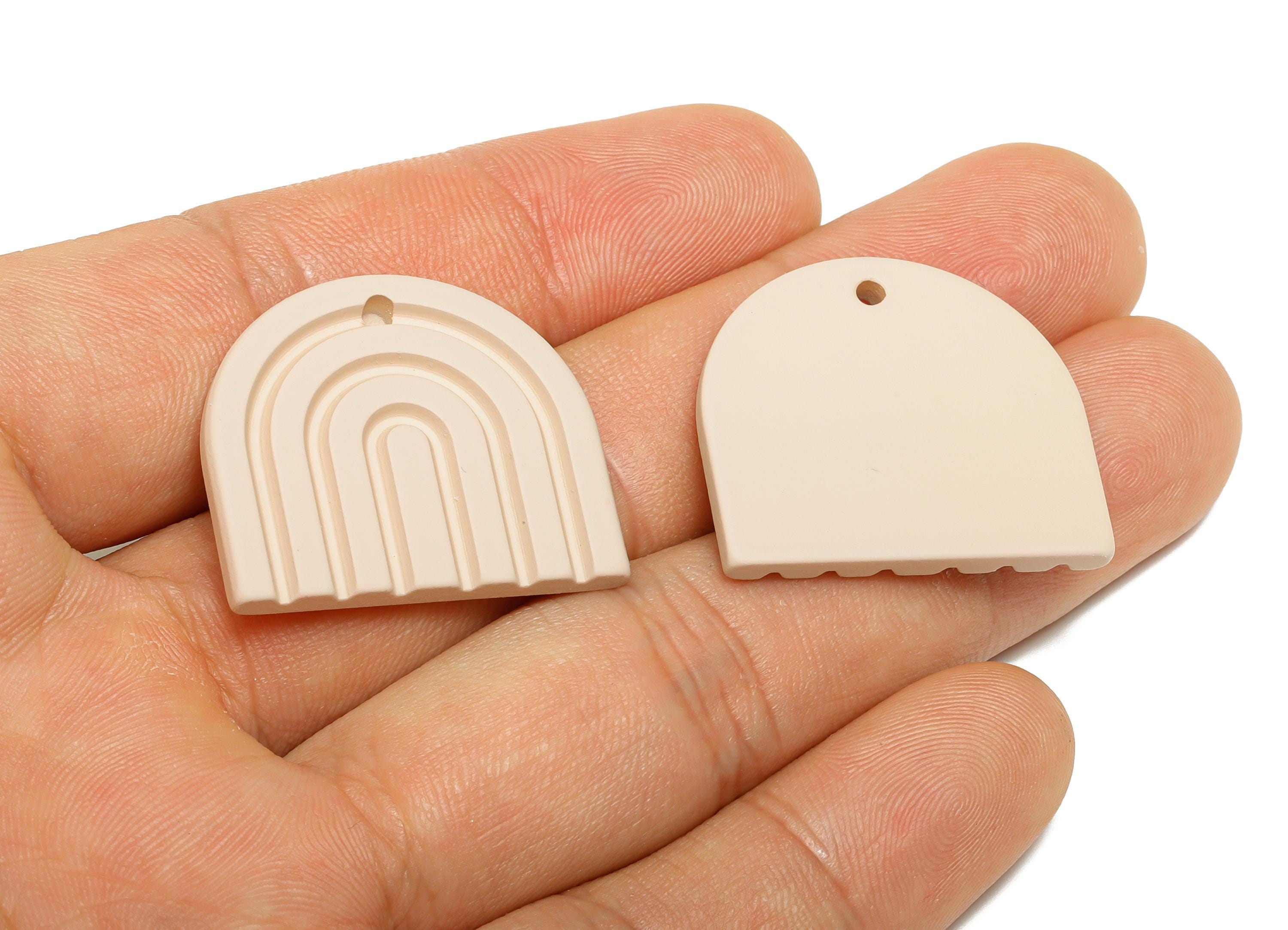 Acrylic Rainbow Earring Charm - Matte Domed Geometric Pendant - Jewelry Making Supplies - Color Code: A1062 - 28x24.7x3mm - AC3664-A1062 - DOMEDBAZAAR