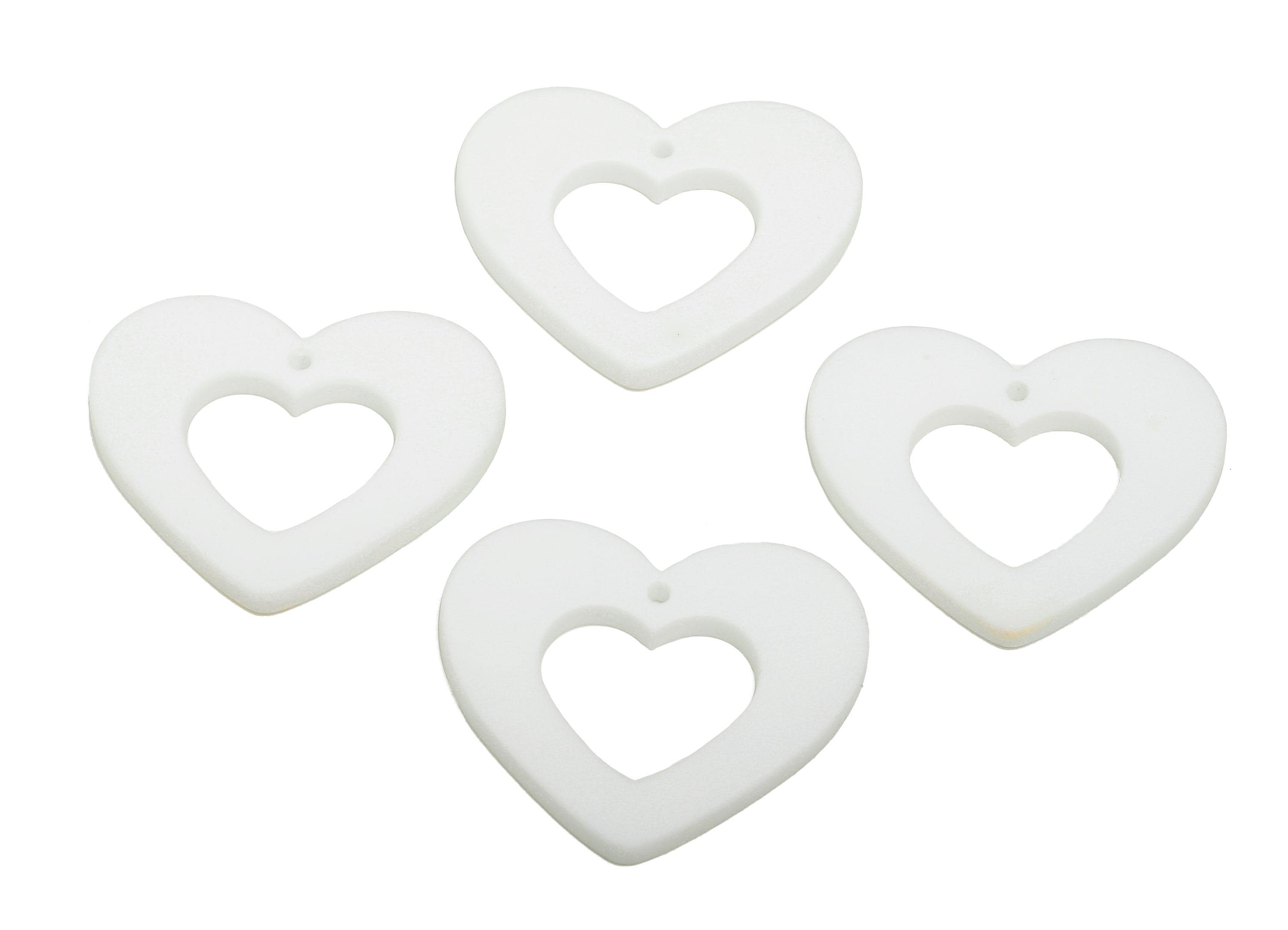 Acrylic Heart Earring Charm - Matte White Heart Charm - Lightweight Flat Heart Cut-out Charm - Color Code: A1053 - 34x29x3mm - AC3667-A1053 - DOMEDBAZAAR