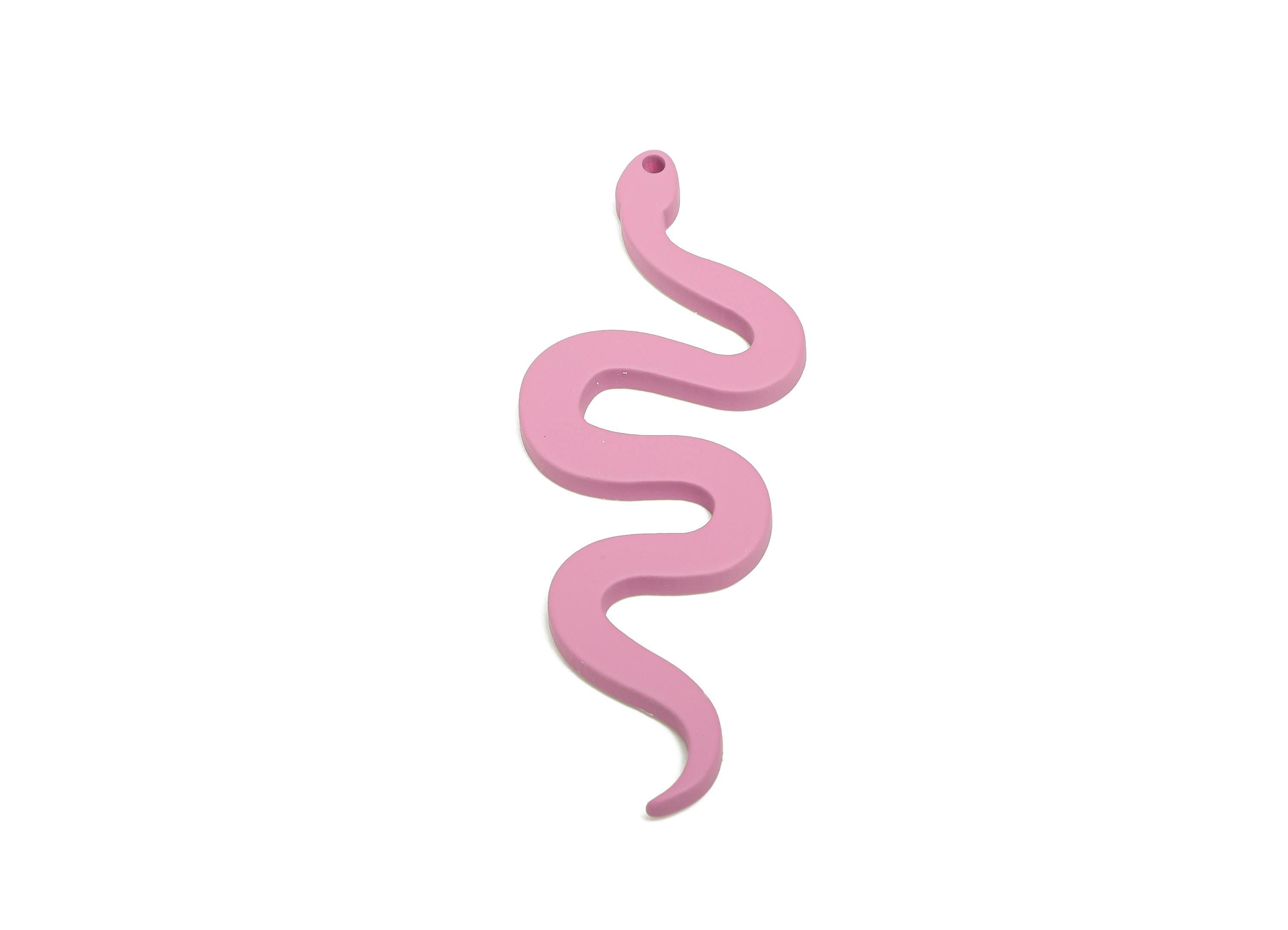 Acrylic Purple Snake Pendant - Matte Snake Earring Charm - Lightweight Flat Serpent Pendant - Color Code: A1060 - 63x24x3mm - AC3674-A1060 - DOMEDBAZAAR