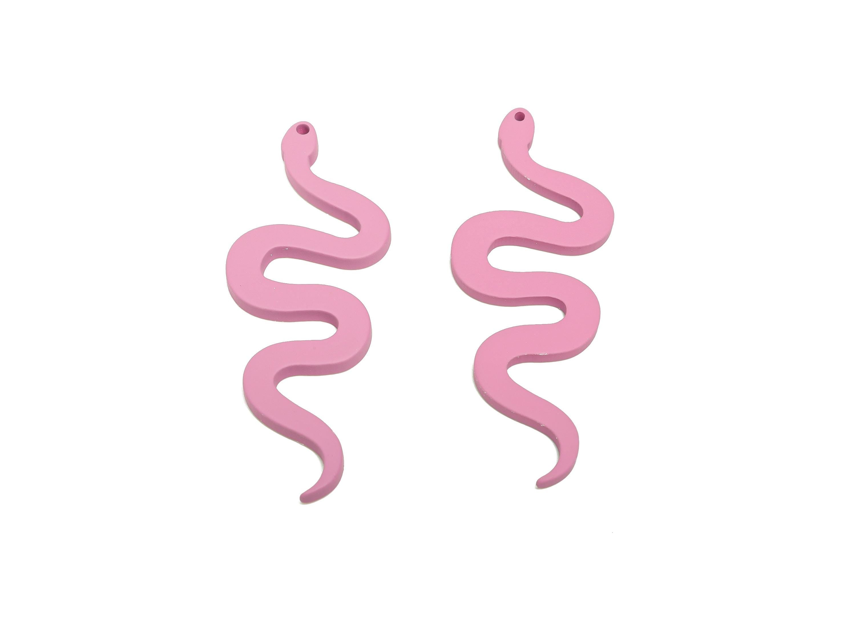 Acrylic Purple Snake Pendant - Matte Snake Earring Charm - Lightweight Flat Serpent Pendant - Color Code: A1060 - 63x24x3mm - AC3674-A1060 - DOMEDBAZAAR