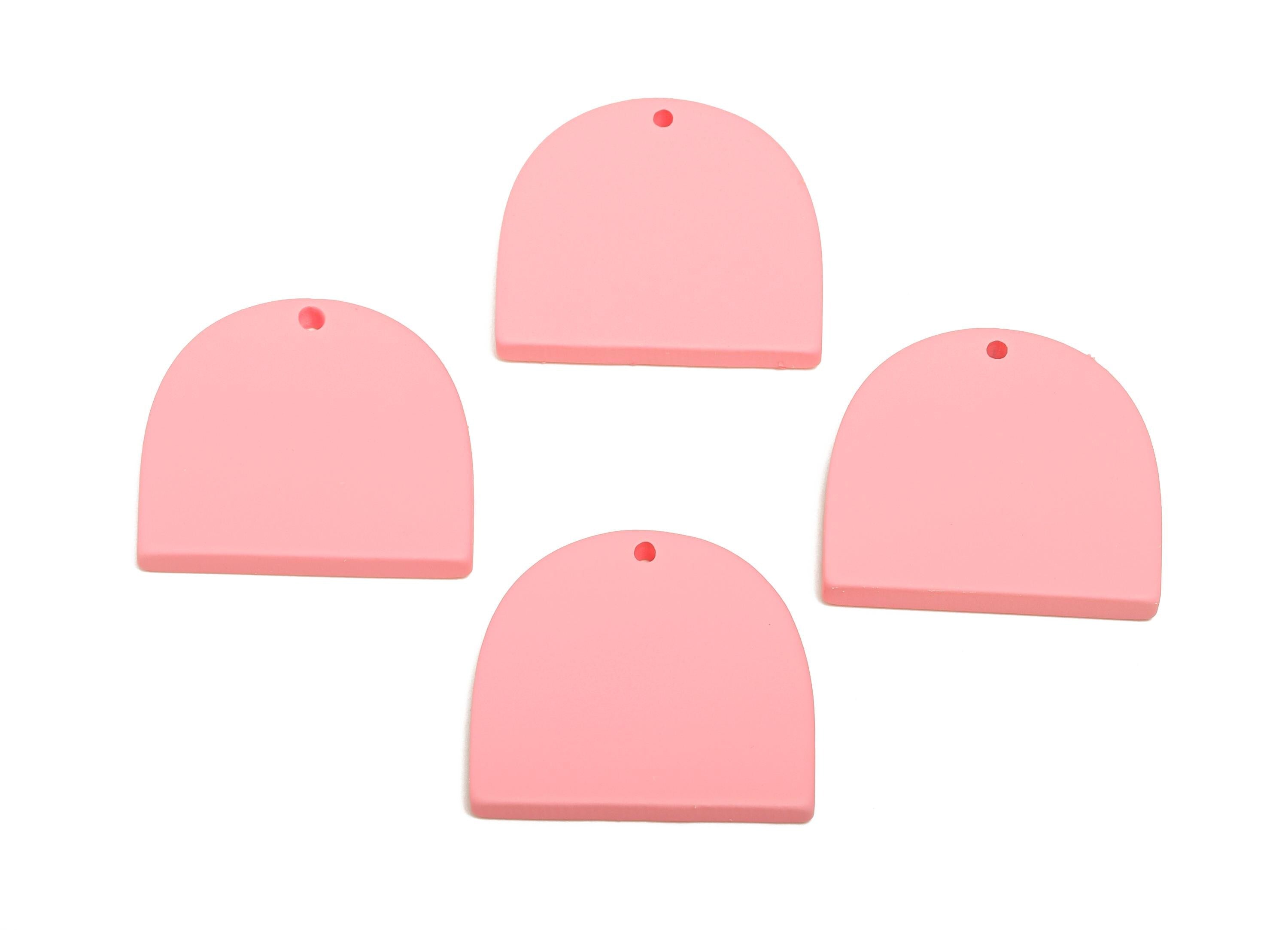 Acrylic Pink Domed Pendant - Matte Arch Pendant - Lightweight Flat DIY Acrylic Earring Piece - Color Code: A1065 - 24x23x3mm - AC3672-A1065 - DOMEDBAZAAR