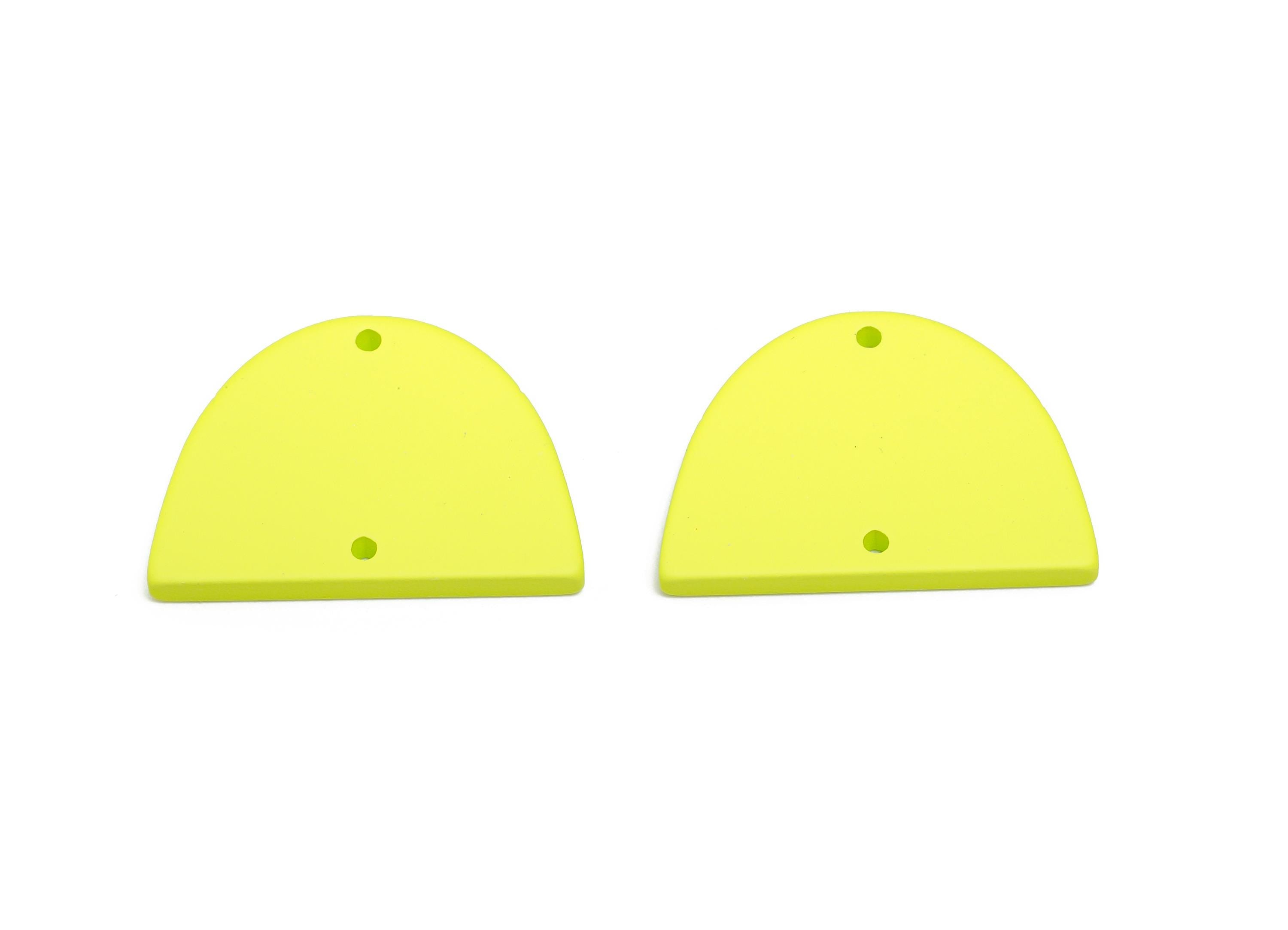 Acrylic Domed Earring Connector - Matte Green Half Round Charm - 2 Holes Geometric Jewelry - Color Code: A1058 - 27.7x19x3mm - AC3660-A1058 - DOMEDBAZAAR