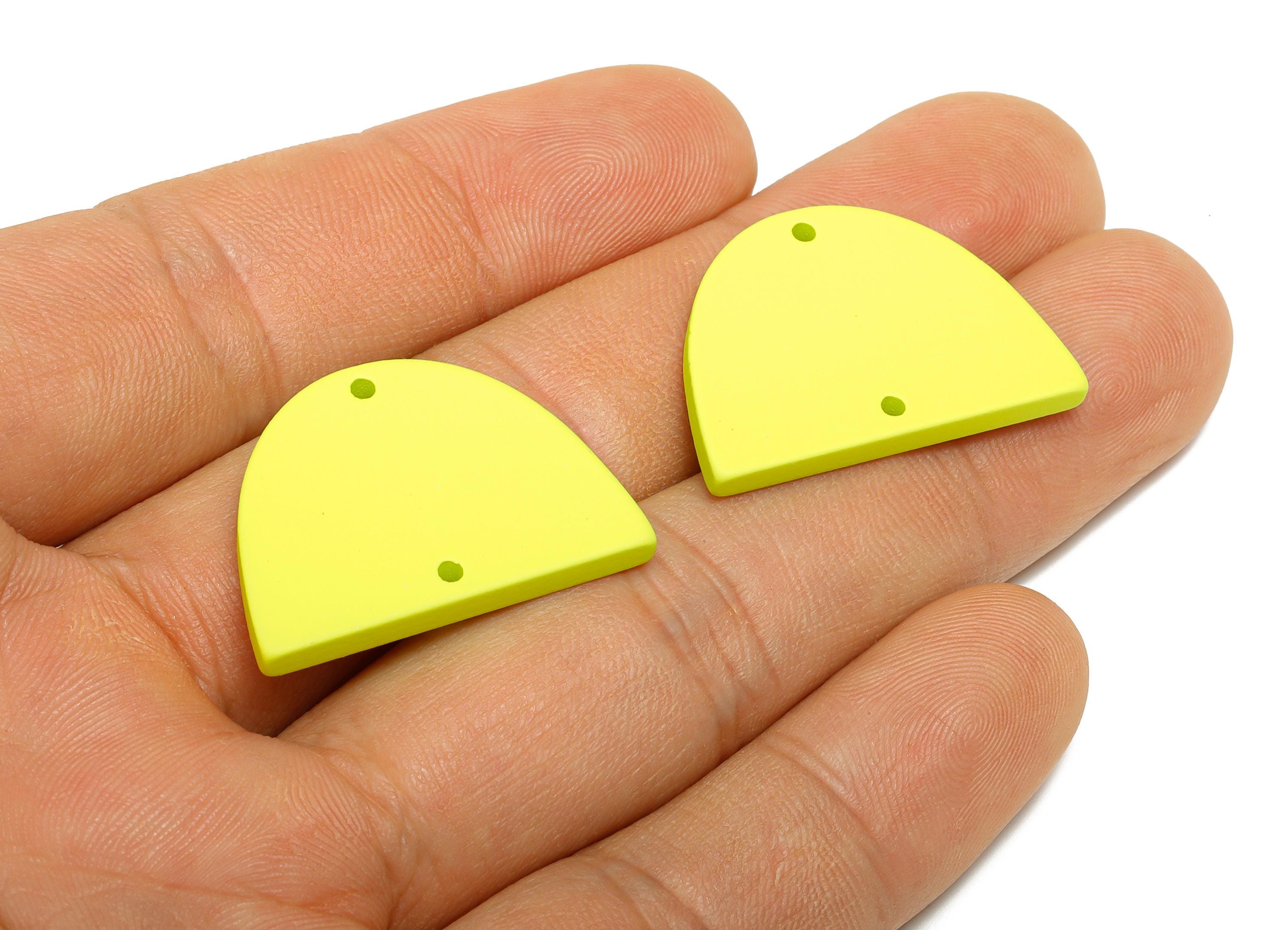 Acrylic Domed Earring Connector - Matte Green Half Round Charm - 2 Holes Geometric Jewelry - Color Code: A1058 - 27.7x19x3mm - AC3660-A1058 - DOMEDBAZAAR