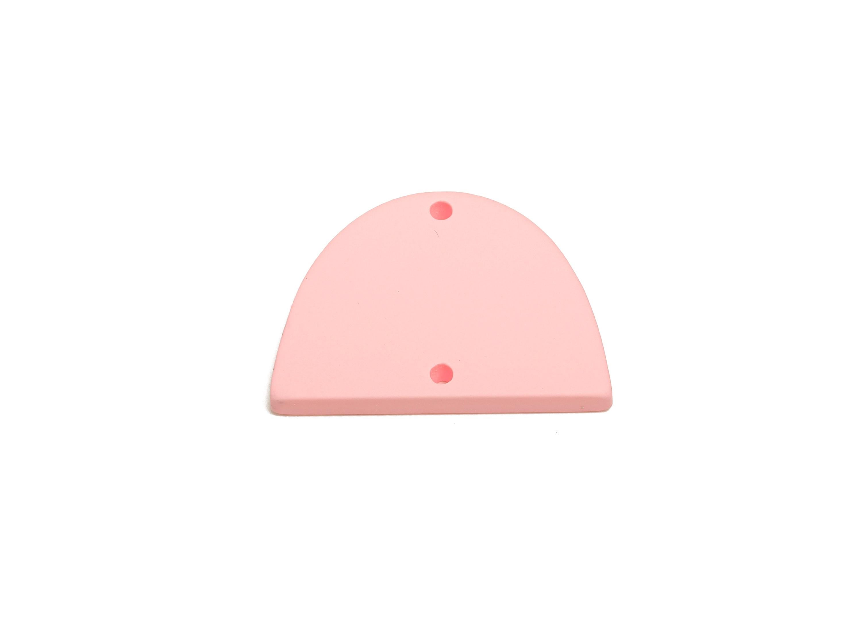Acrylic Domed Earring Connector - Matte Pink Half Round Charm - 2 Holes Geometric Jewelry - Color Code: A1061 - 27.7x19x3mm - AC3660-A1061 - DOMEDBAZAAR
