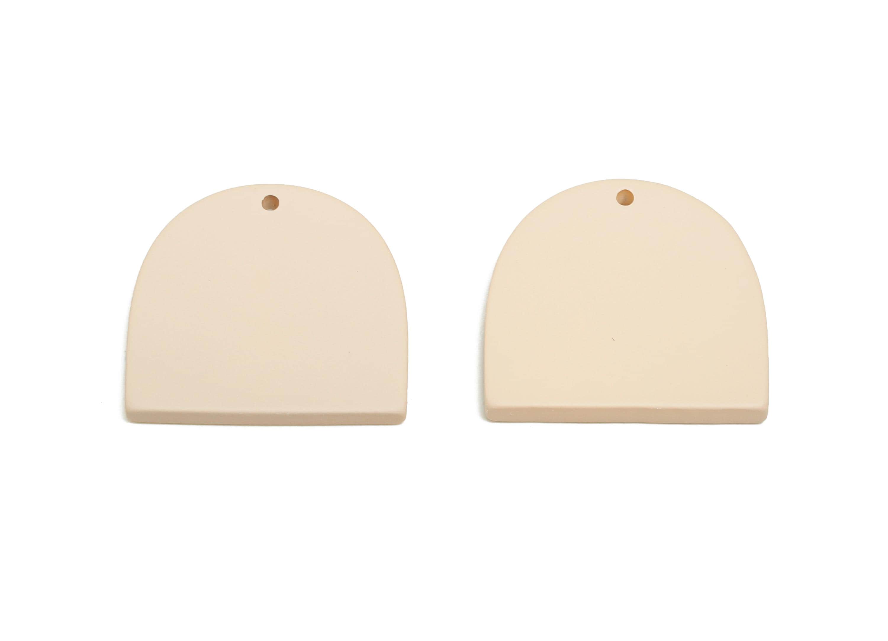 Acrylic Beige Domed Pendant - Matte Arch Pendant - Lightweight Flat Acrylic Earring Piece - Color Code: A1062 - 24x23.37x3mm-AC3672-A1062 - DOMEDBAZAAR