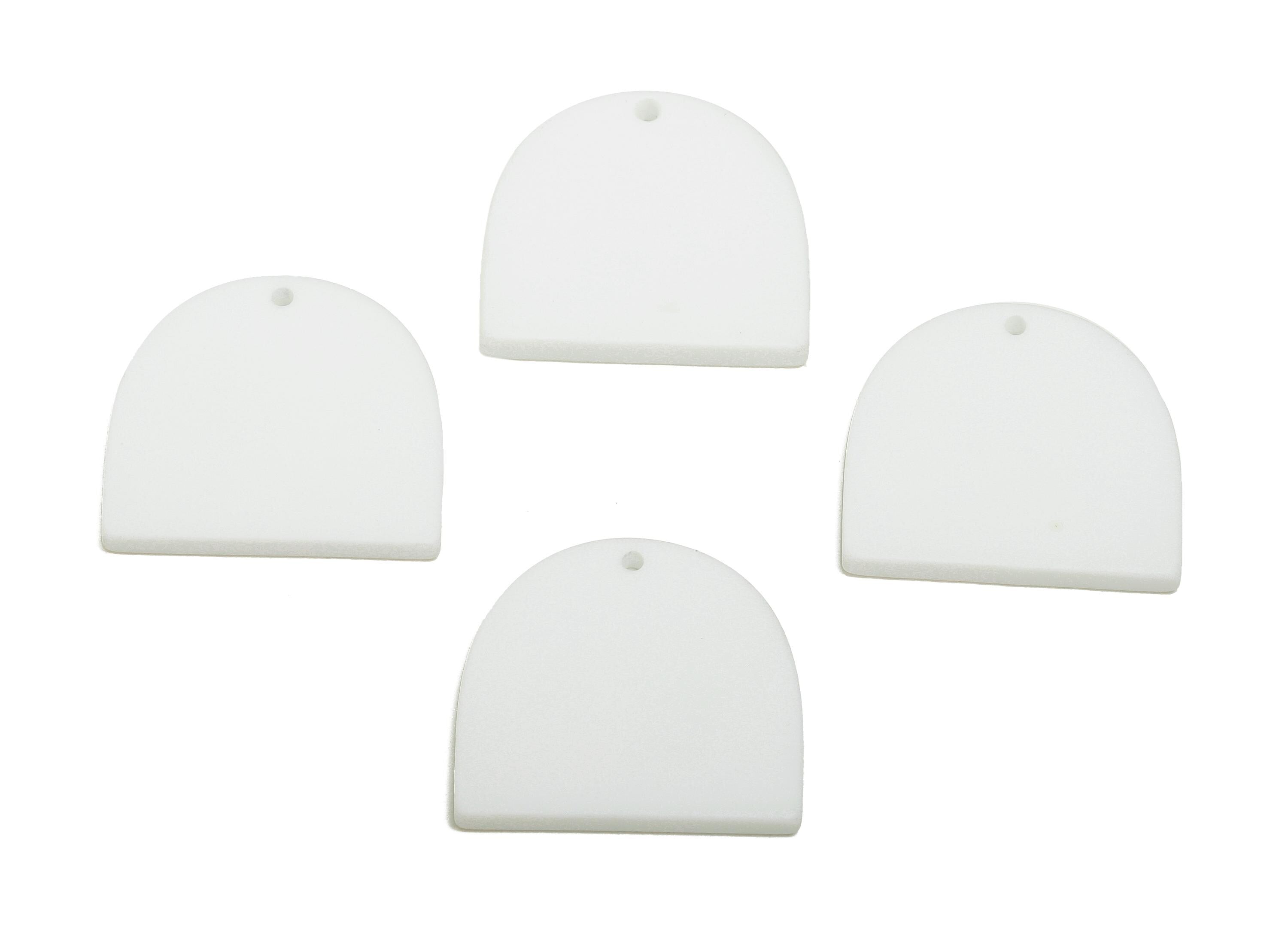 Acrylic White Domed Pendant - Matte Arch Pendant - Lightweight Flat Acrylic Earring Piece - Color Code: A1053 - 24x23.37x3mm - AC3672-A1053 - DOMEDBAZAAR