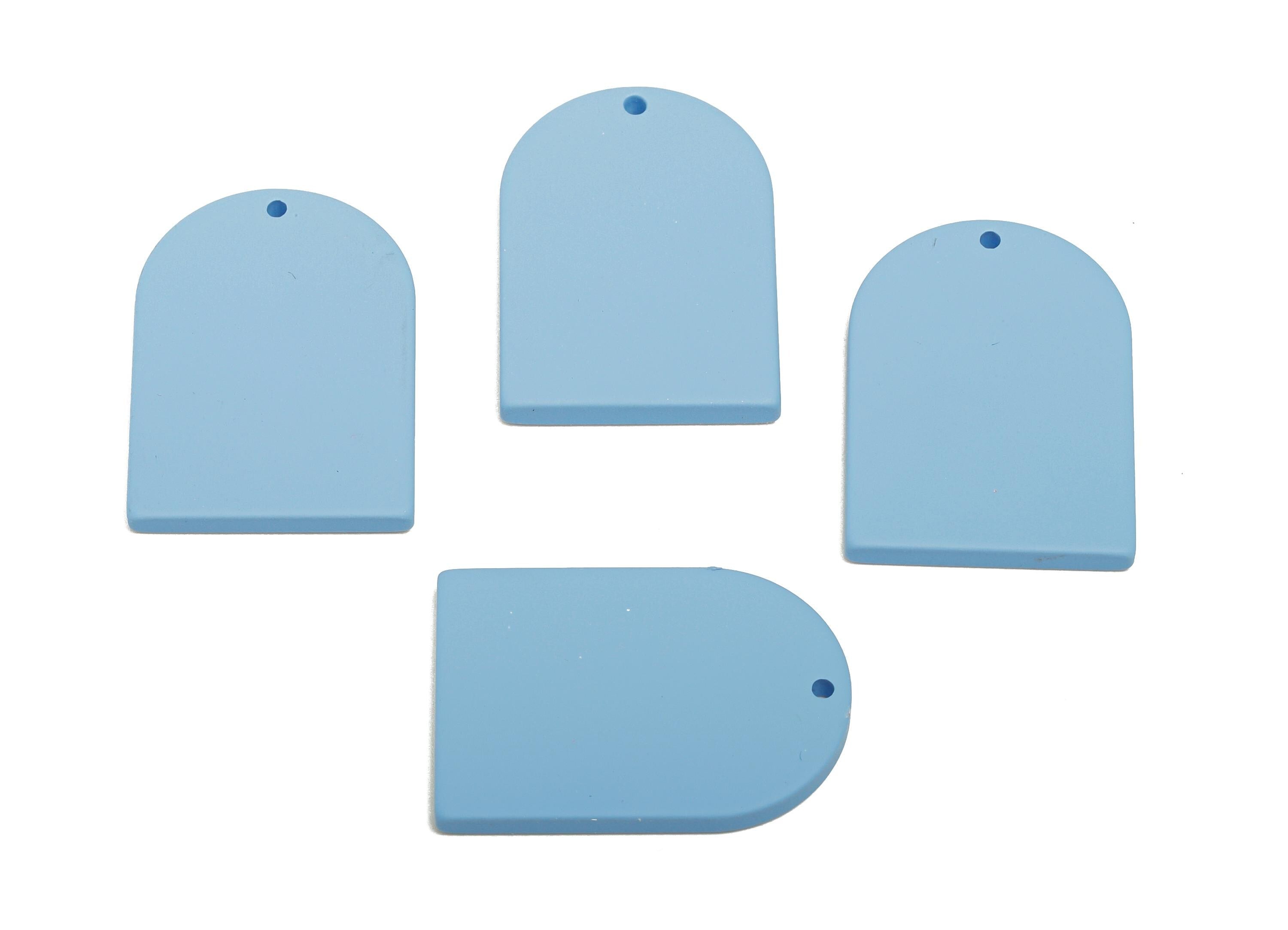 Acrylic Arch Pendant - Blue Matte Arch Pendant - Lightweight Flat DIY Acrylic Earring Piece - Color Code: A1059 - 30x21x2mm - AC3670-A1059 - DOMEDBAZAAR