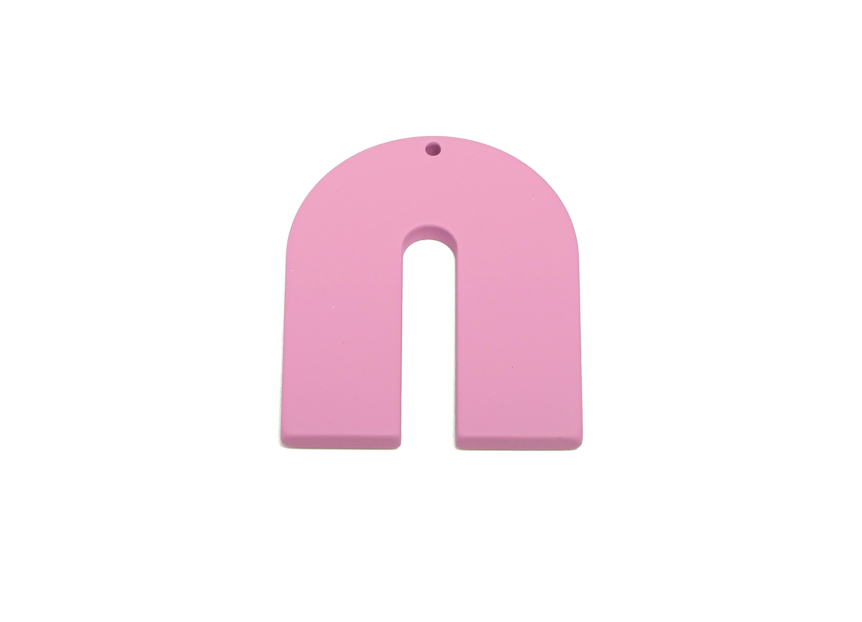 Acrylic Horseshoe Earring Charm - Matte Purple U Shape Geometric Pendant - Jewelry Making - Color Code: A1060 - 40.7x33.6x3mm - AC3662-A1060 - DOMEDBAZAAR