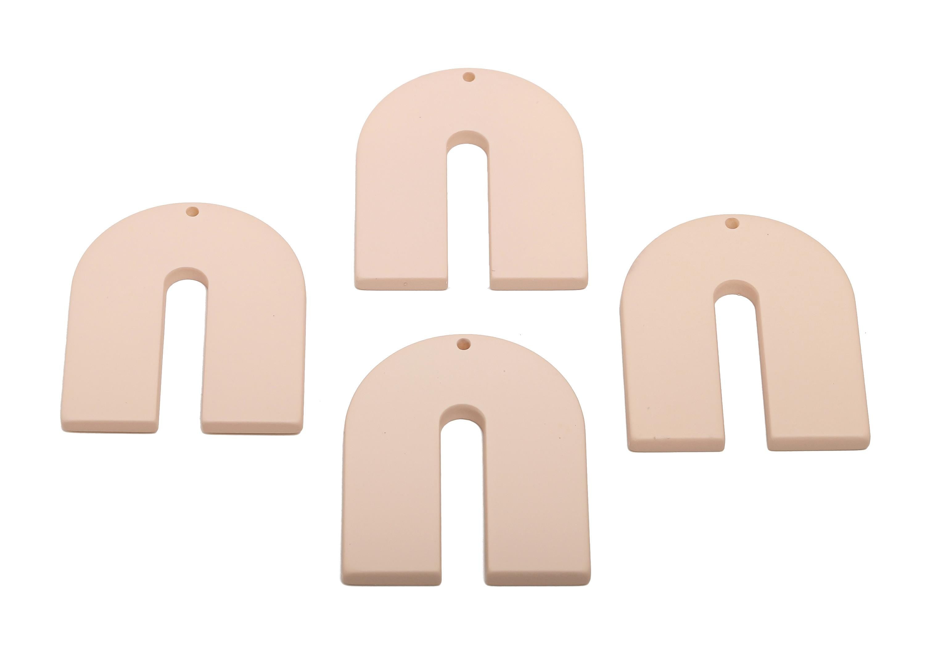 Acrylic Horseshoe Earring Charms - Matte U Shape Geometric Pendant - Jewelry Making - Color Code: A1062 - 40.7x33.6x3mm - AC3662-A1062 - DOMEDBAZAAR