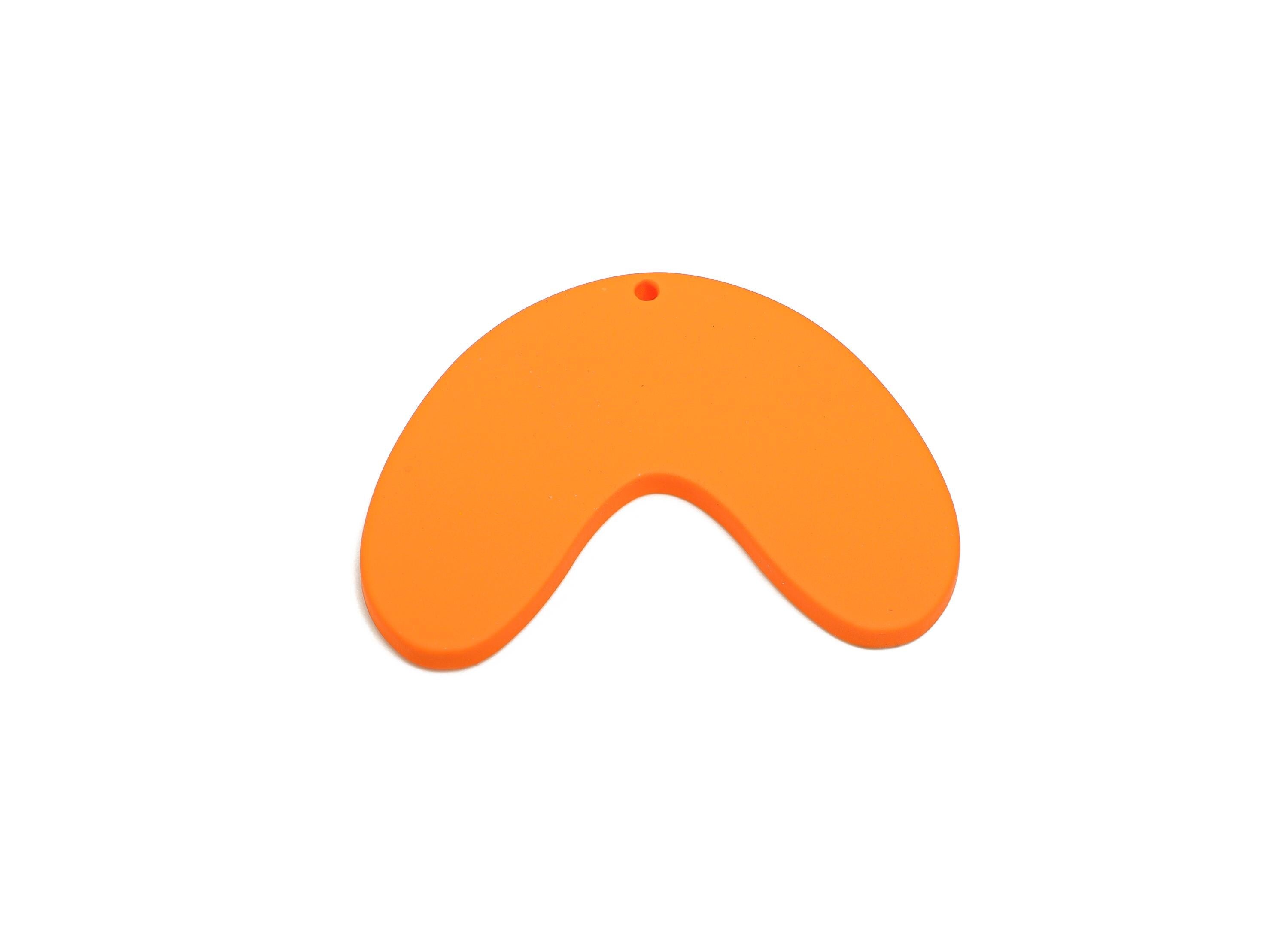 Acrylic Curved Arc Earring Charm - Matte Orange Crescent Geometric Pendant - Jewelry Making - Color Code: A1056 - 47x33.8x3mm - AC3661-A1056 - DOMEDBAZAAR