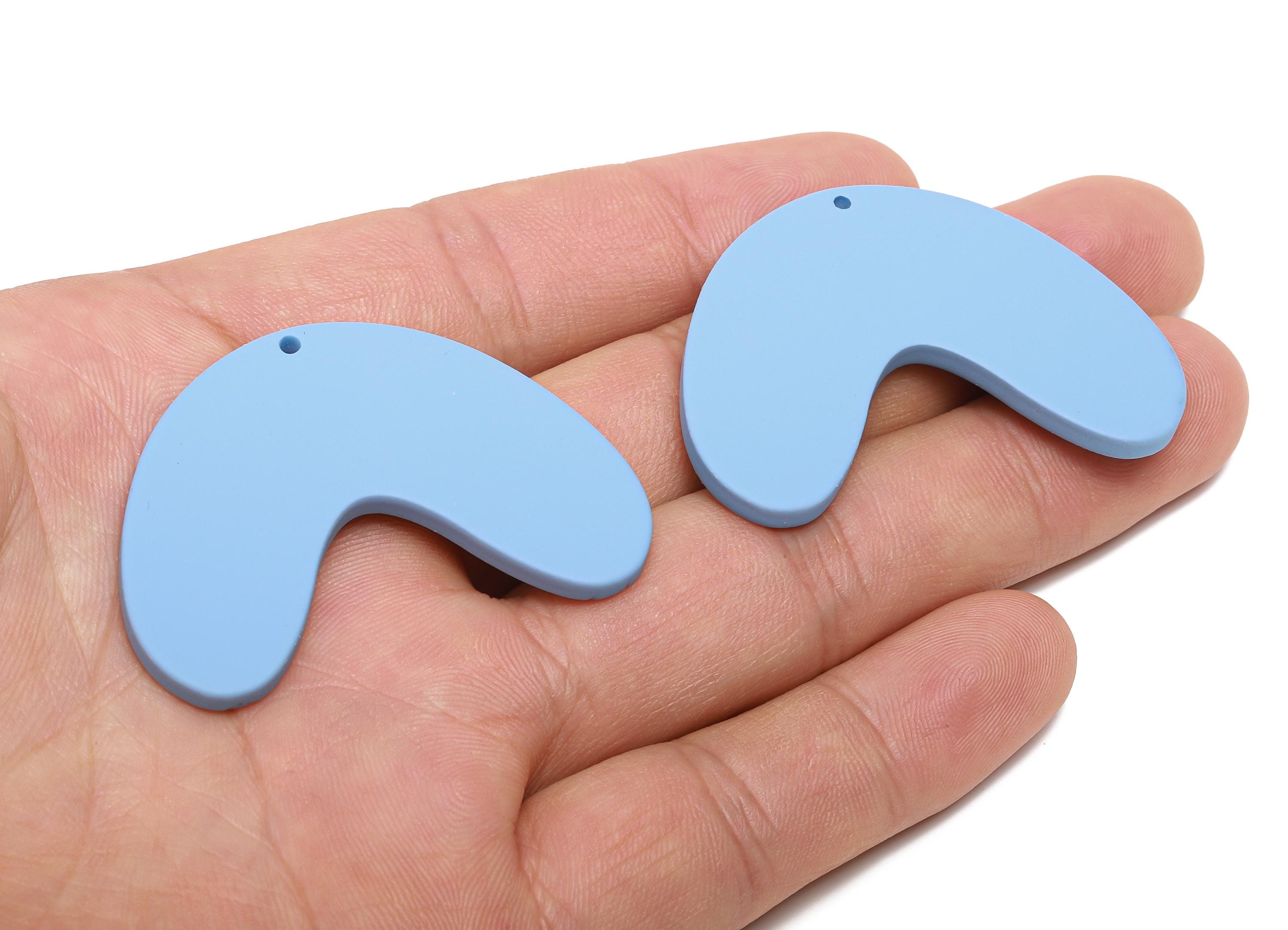 Acrylic Curved Arc Earring Charm - Matte Blue Crescent Geometric Pendant - Jewelry Making - Color Code: A1059 - 47x33.8x3mm - AC3661-A1059 - DOMEDBAZAAR