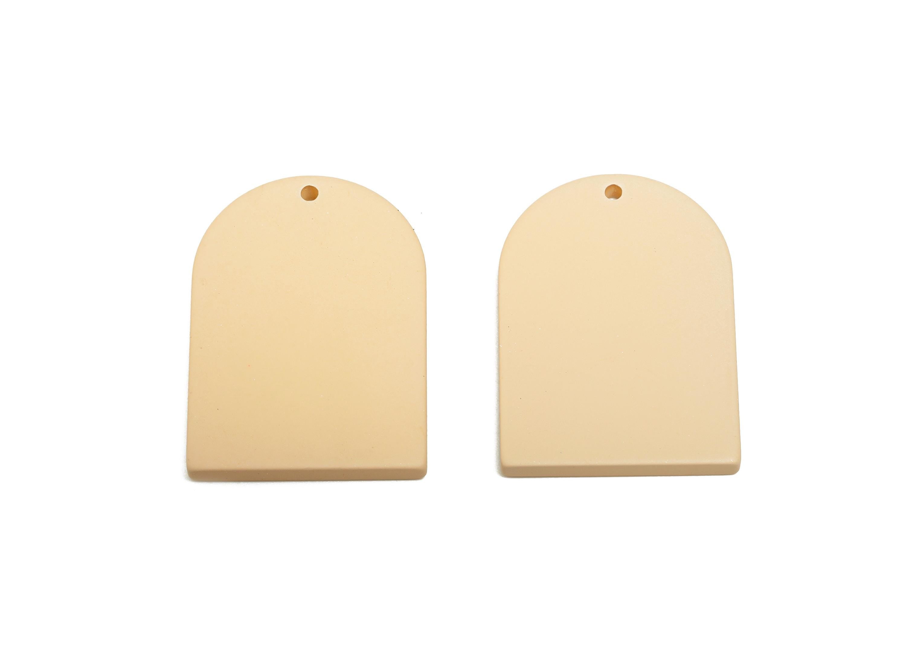 Acrylic Arch Pendant - Beige Matte Arch Pendant - Lightweight Flat Acrylic Earring Piece - Color Code: A1062 - 30x21.86x2.84mm -AC3670-A1062 - DOMEDBAZAAR