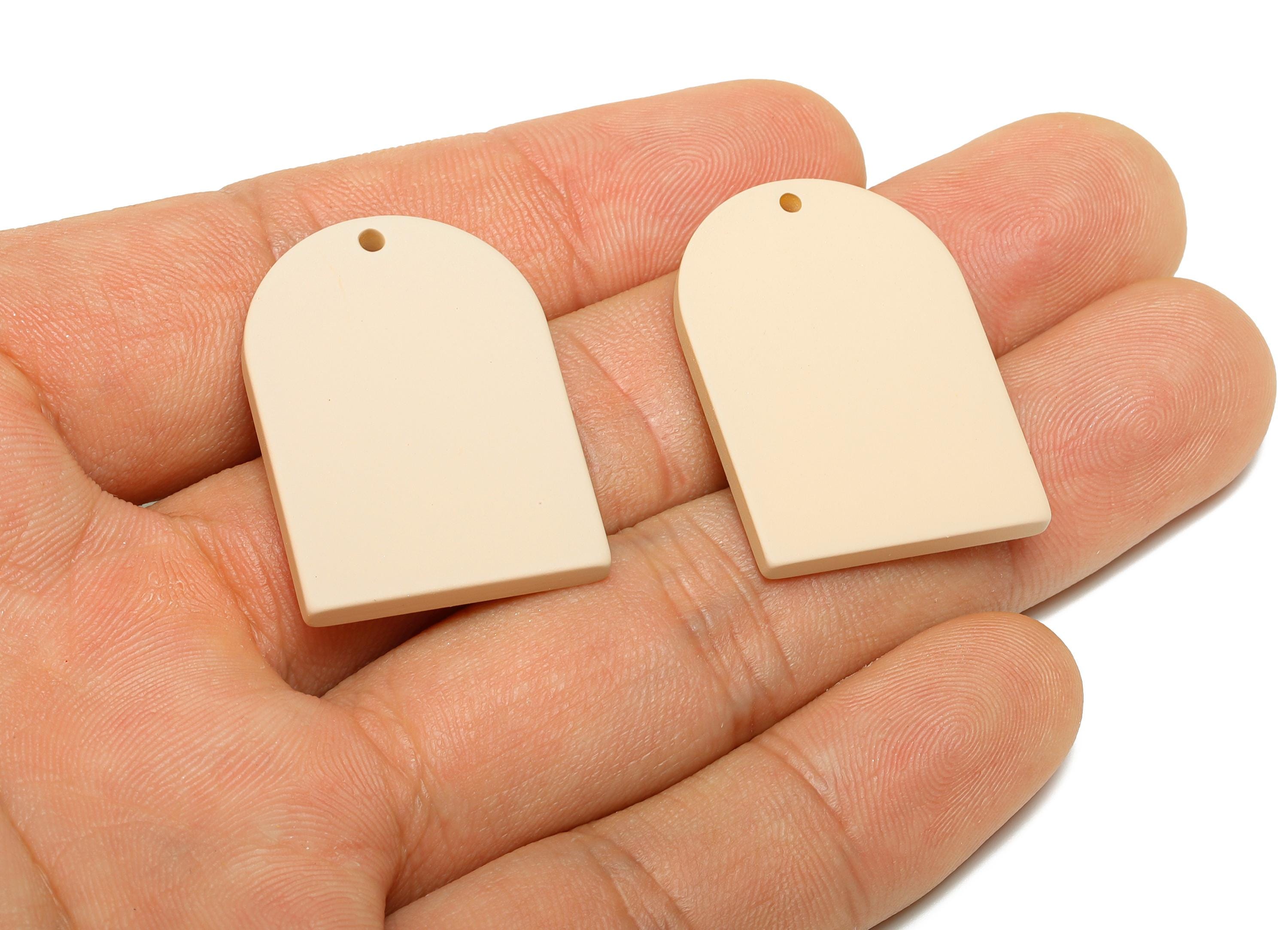 Acrylic Arch Pendant - Beige Matte Arch Pendant - Lightweight Flat Acrylic Earring Piece - Color Code: A1062 - 30x21.86x2.84mm -AC3670-A1062 - DOMEDBAZAAR
