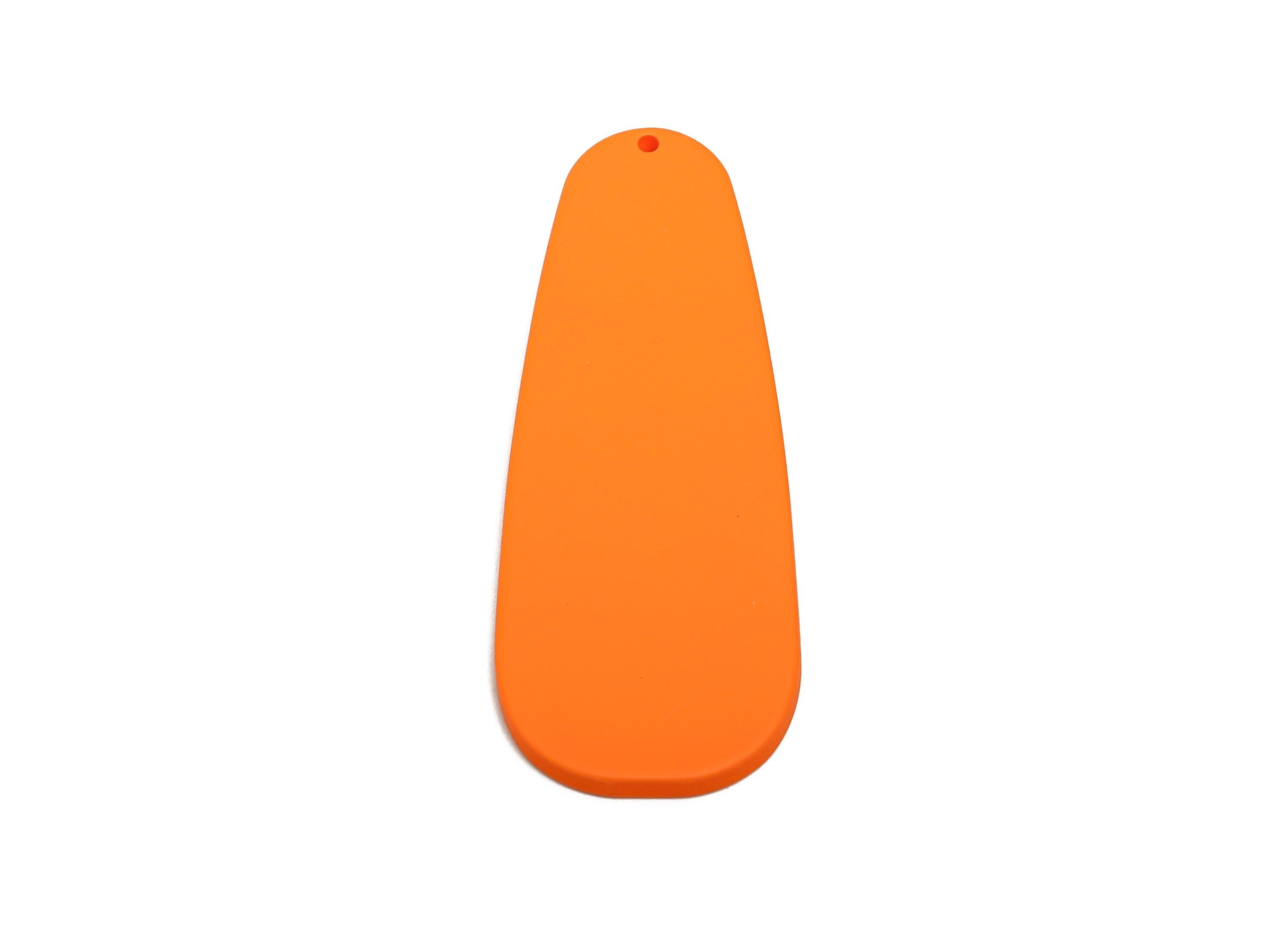 Acrylic Teardrop Earring Charm - Matte Orange Long Drop Geometric Pendant - Jewelry Supplies - Color Code: A1056 - 66x25x3mm - AC3663-A1056 - DOMEDBAZAAR