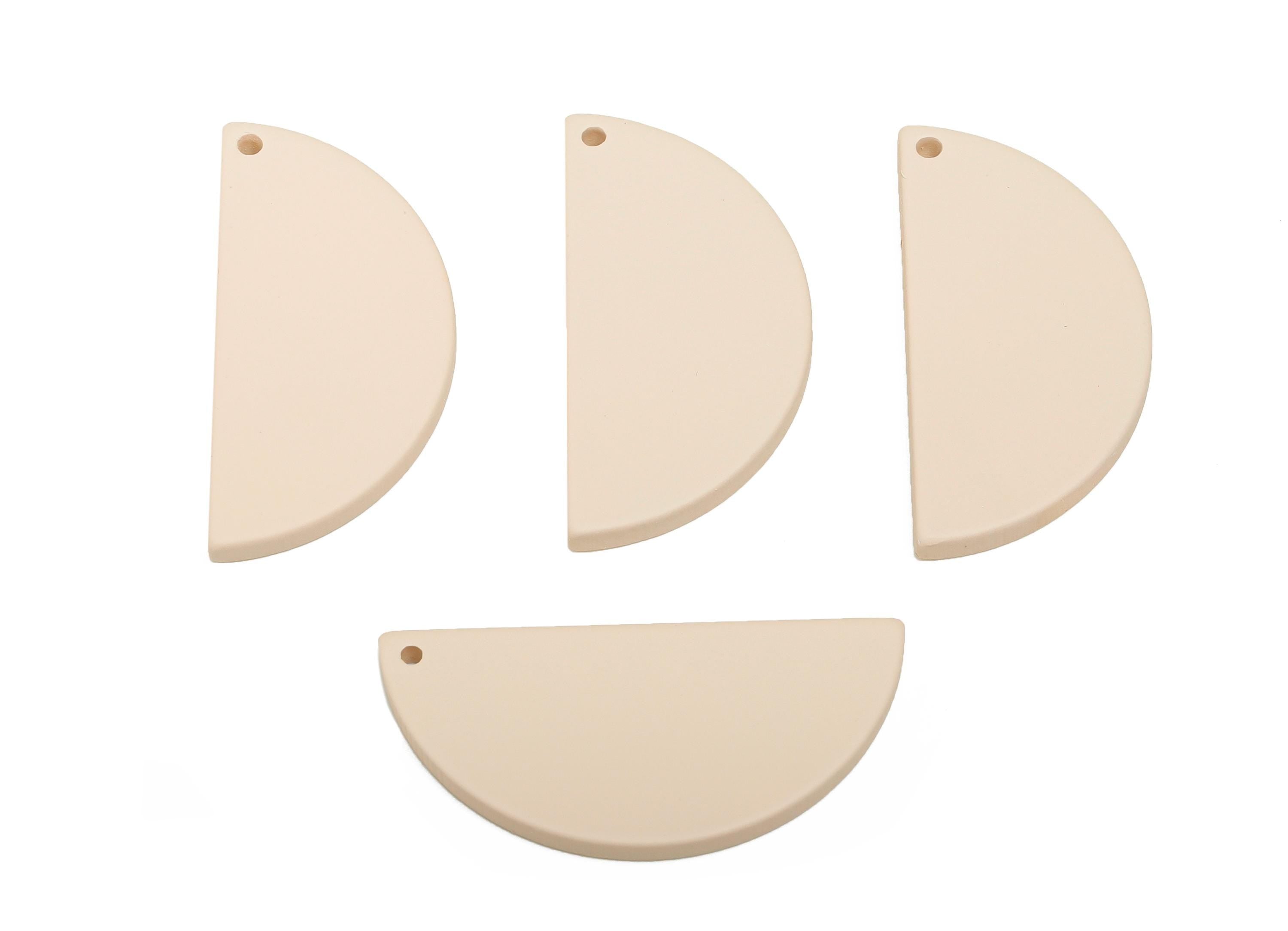 Acrylic Half Circle Pendant - Pale Beige Matte Geometric Charm - Lightweight DIY Craft Accessory - Color Code: A1062 -38x18x2mm-AC3671-A1062 - DOMEDBAZAAR