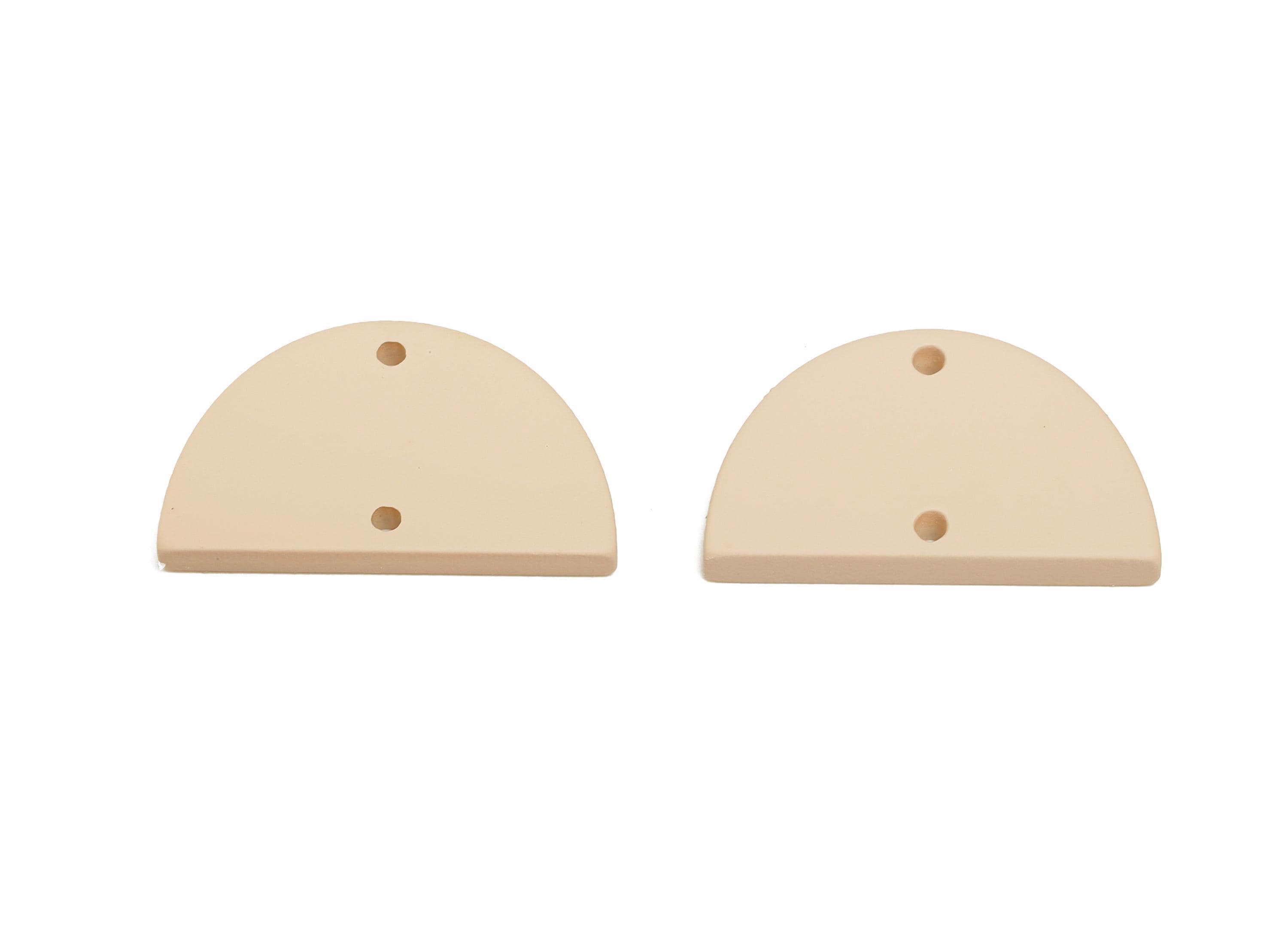 Acrylic Semicircle Earring Connector - Matte Half Round Charm - 2 Holes Geometric Jewelry - Color Code: A1062 - 25x15.6x2.7mm - AC3659-A1062 - DOMEDBAZAAR