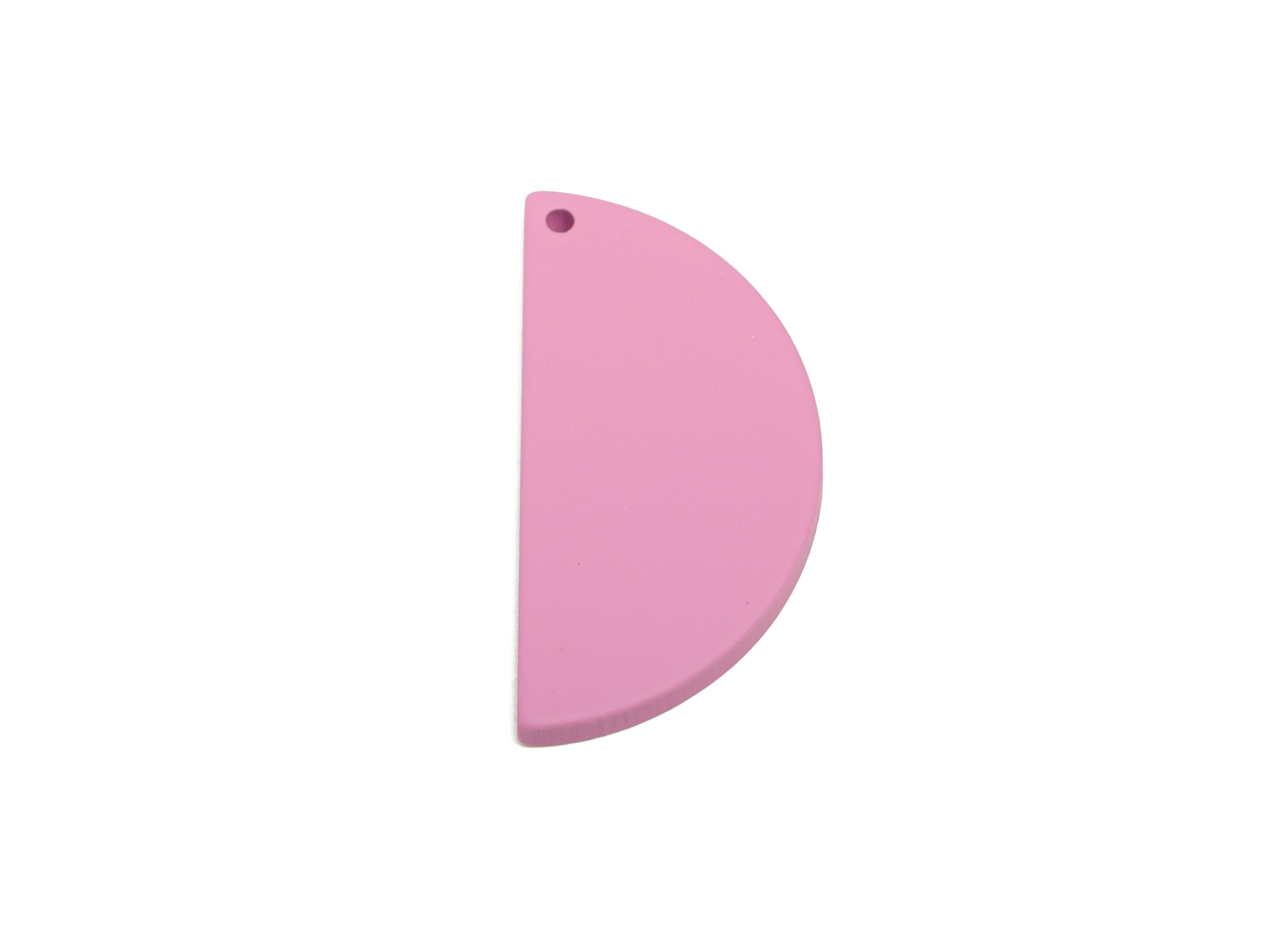 Acrylic Half Circle Pendant - Purple Matte Geometric Charm - Lightweight DIY Craft Accessory - Color Code: A1060 - 38x18x2mm - AC3671-A1060 - DOMEDBAZAAR