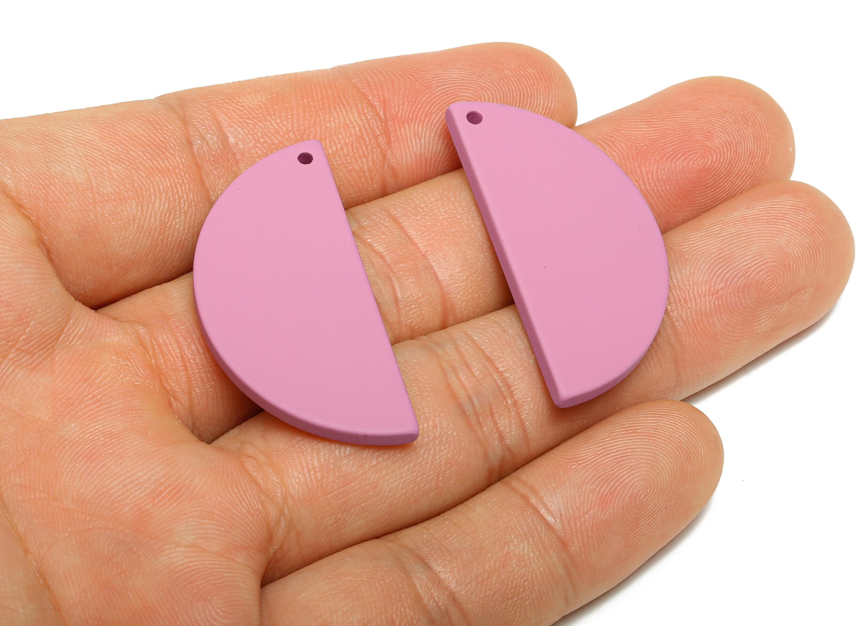 Acrylic Half Circle Pendant - Purple Matte Geometric Charm - Lightweight DIY Craft Accessory - Color Code: A1060 - 38x18x2mm - AC3671-A1060 - DOMEDBAZAAR