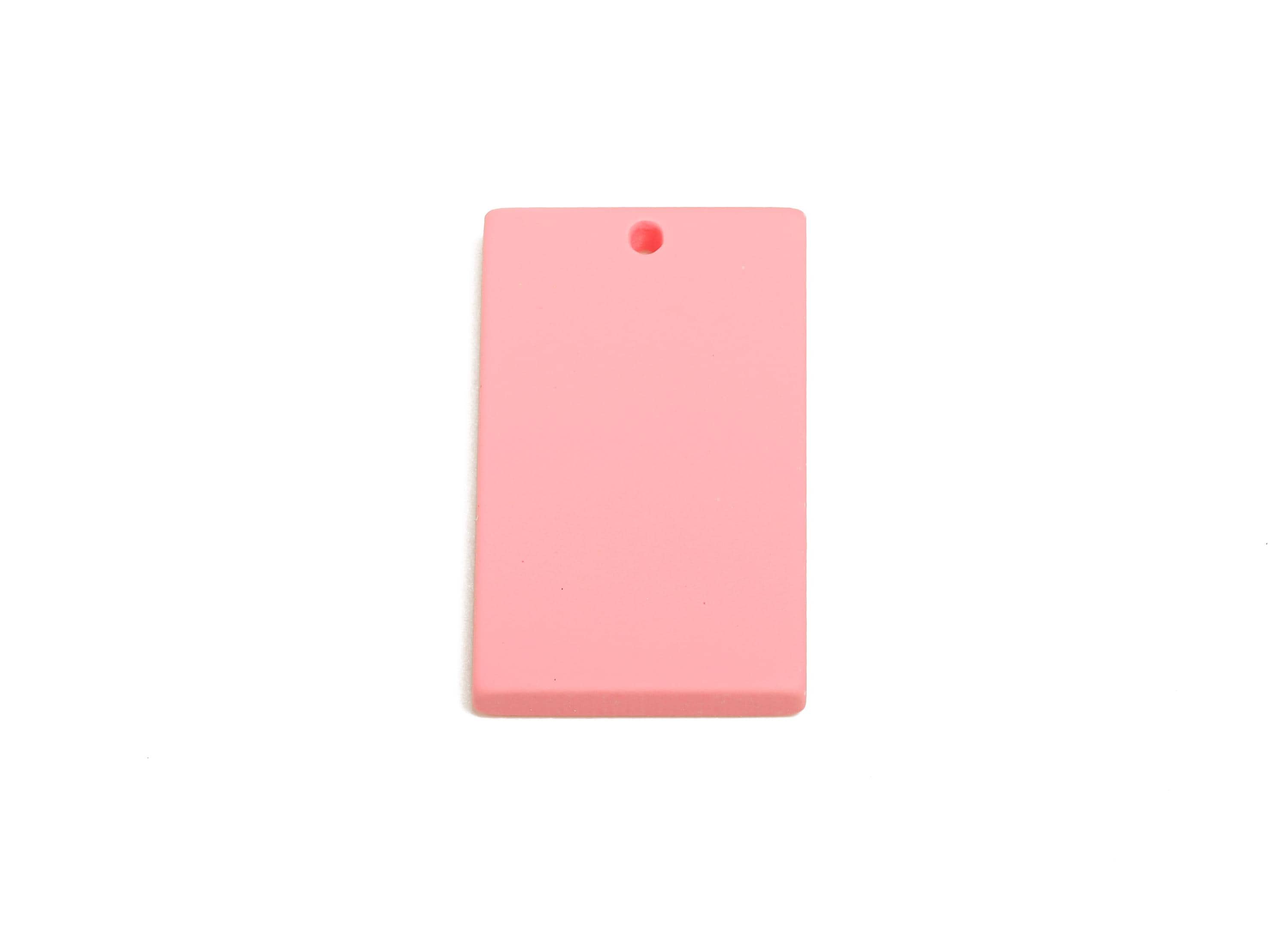 Acrylic Rectangle Earring Charm - Matte Pink Rectangle Geometric Pendant - Jewelry Making - Color Code: A1065 - 29.7x15.8x3mm - AC3677-A1065 - DOMEDBAZAAR