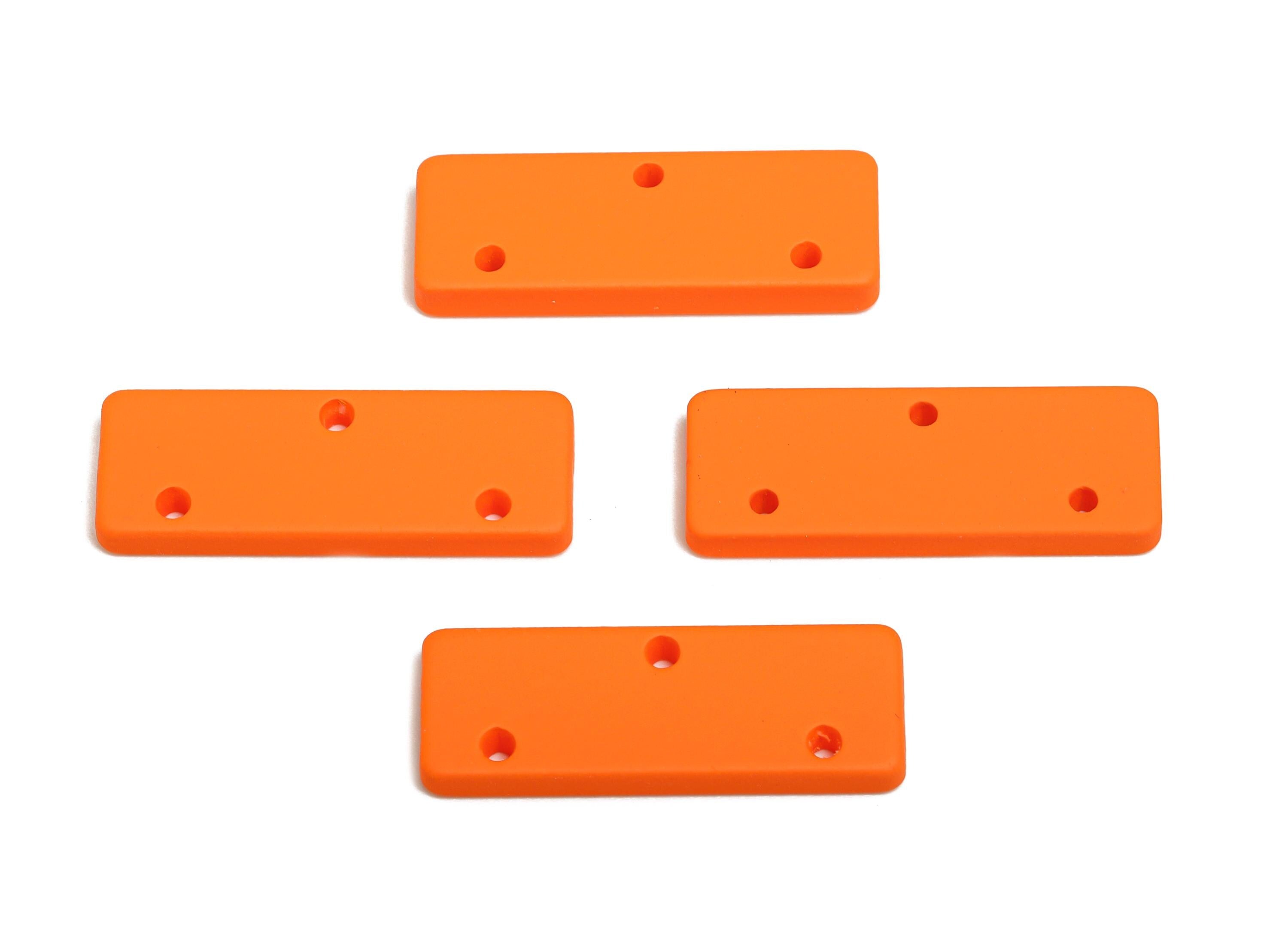 Acrylic Rectangle Earring Connector - Matte Orange Rectangle Charm - 3 Holes Geometric Jewelry - Color Code:A1056 - 29x10x3mm - AC3655-A1056 - DOMEDBAZAAR