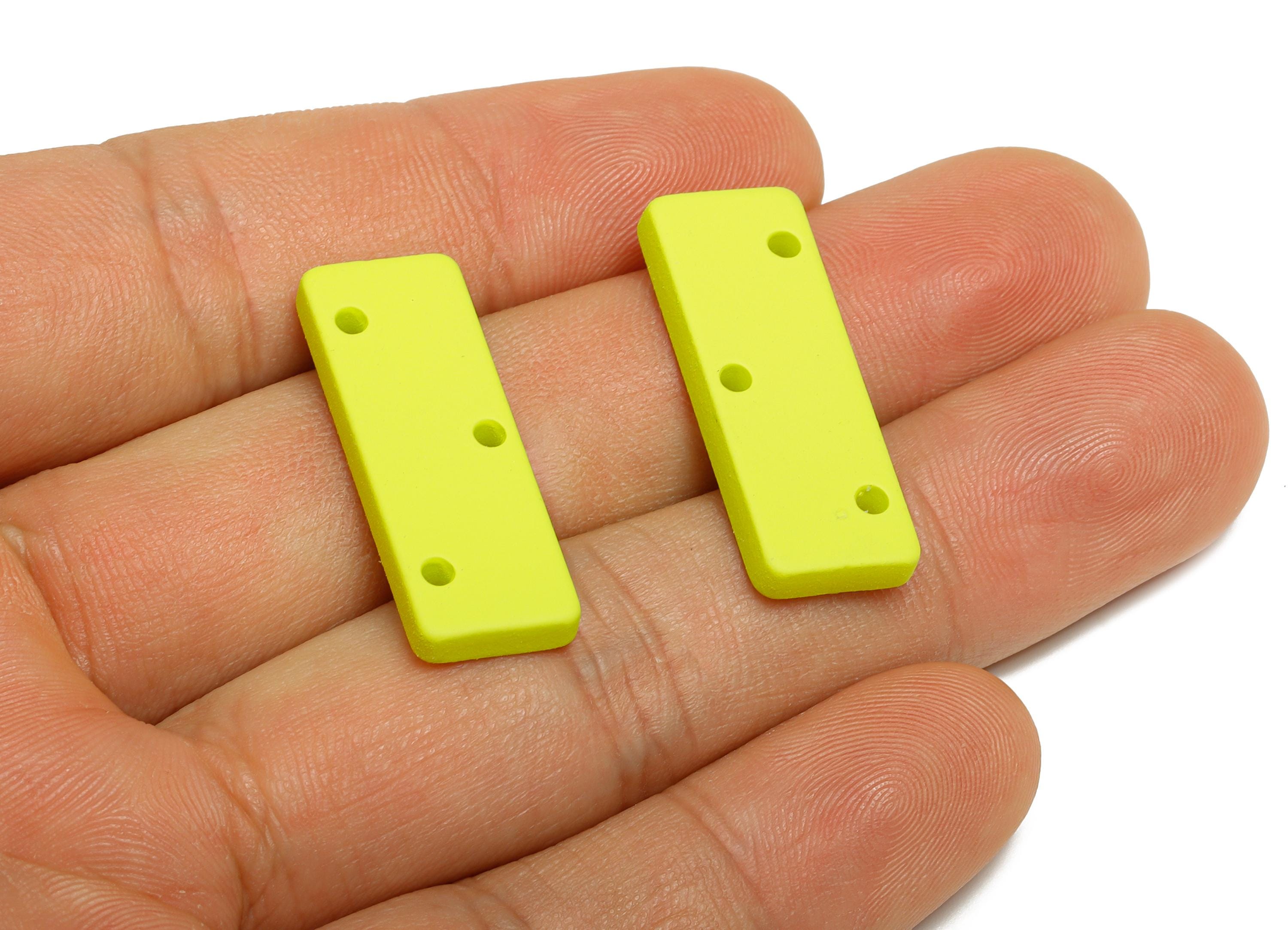 Acrylic Rectangle Earring Connector - Matte Green Rectangle Charm - 3 Holes Geometric Jewelry - Color Code: A1058 - 29x10x3mm -AC3655-A1058 - DOMEDBAZAAR