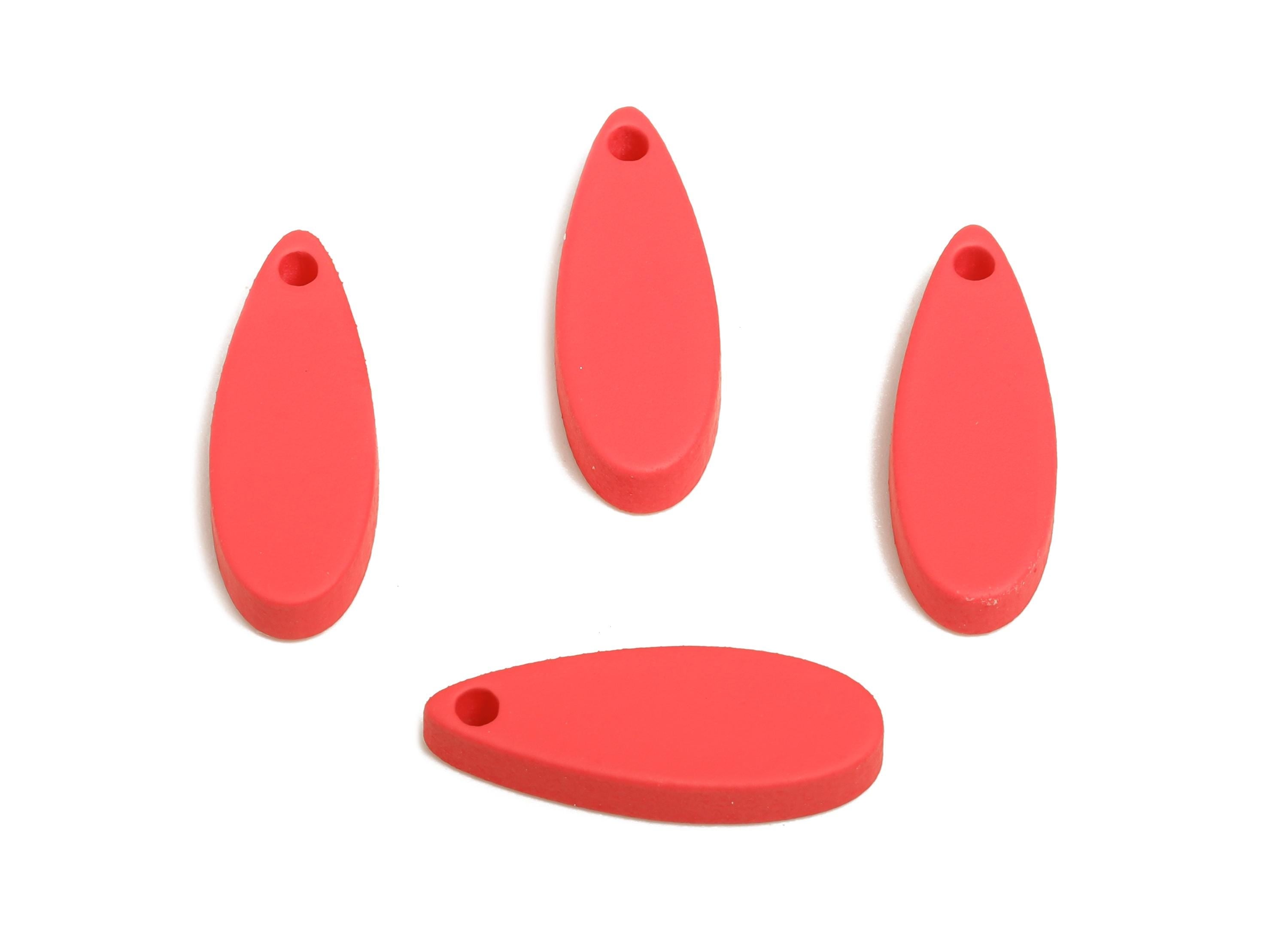 Acrylic Teardrop Earring Charm - Matte Rose Red Drop Earring Charm - Lightweight Flat Charm - Color Code: A1055 - 18x6x2.74mm - AC3651-A1055 - DOMEDBAZAAR