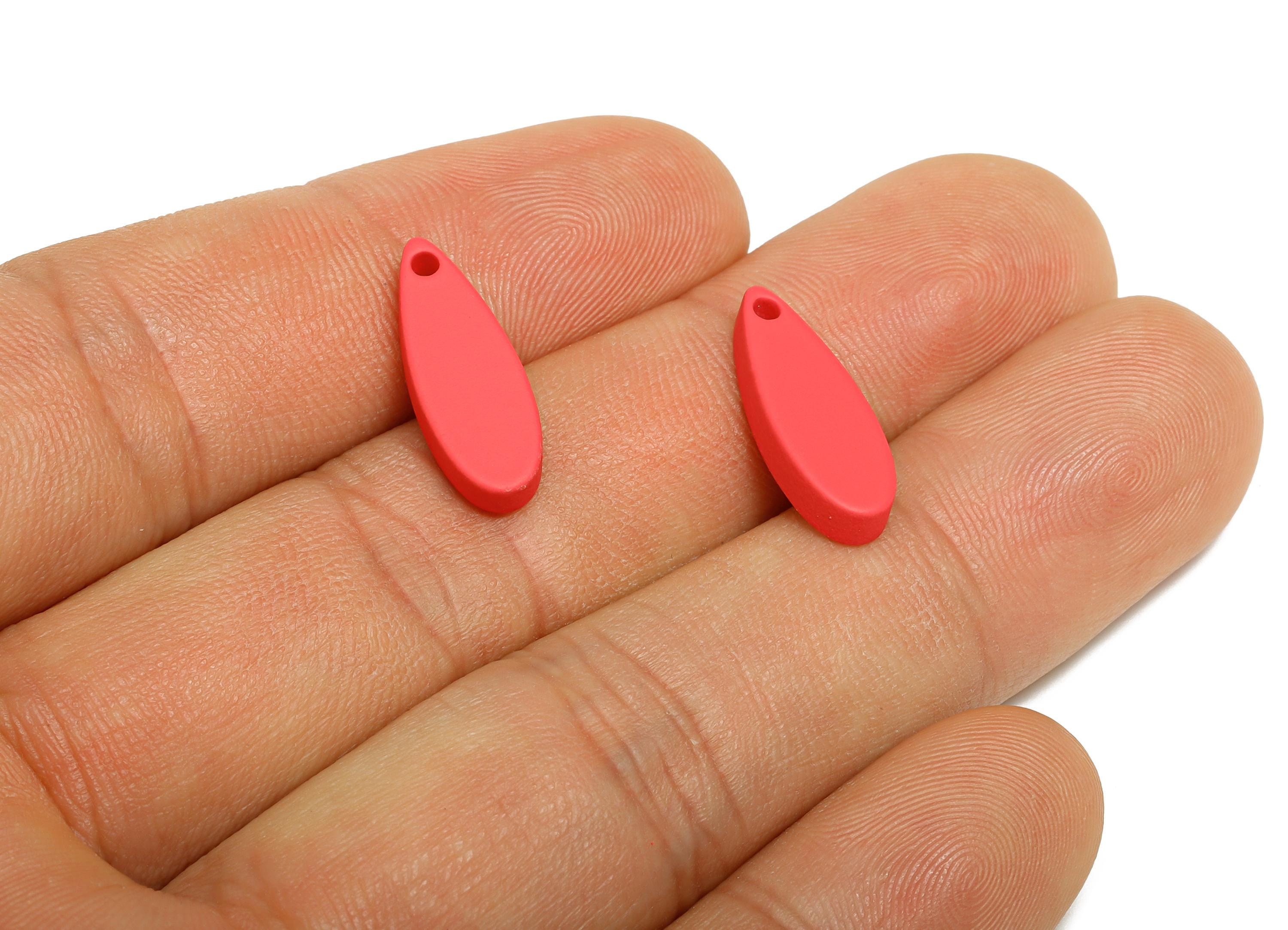 Acrylic Teardrop Earring Charm - Matte Rose Red Drop Earring Charm - Lightweight Flat Charm - Color Code: A1055 - 18x6x2.74mm - AC3651-A1055 - DOMEDBAZAAR
