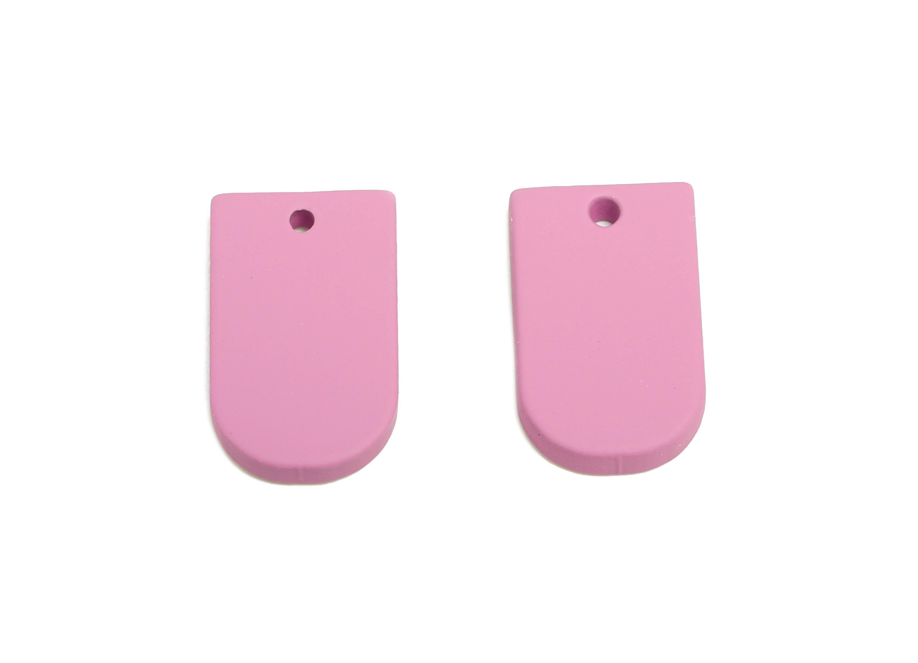 Acrylic Long D Shape Earring Charm - Matte Purple Geometric Pendant - Jewelry Making - Color Code: A1060 - 19.92x12.1x3mm - AC3656-A1060 - DOMEDBAZAAR