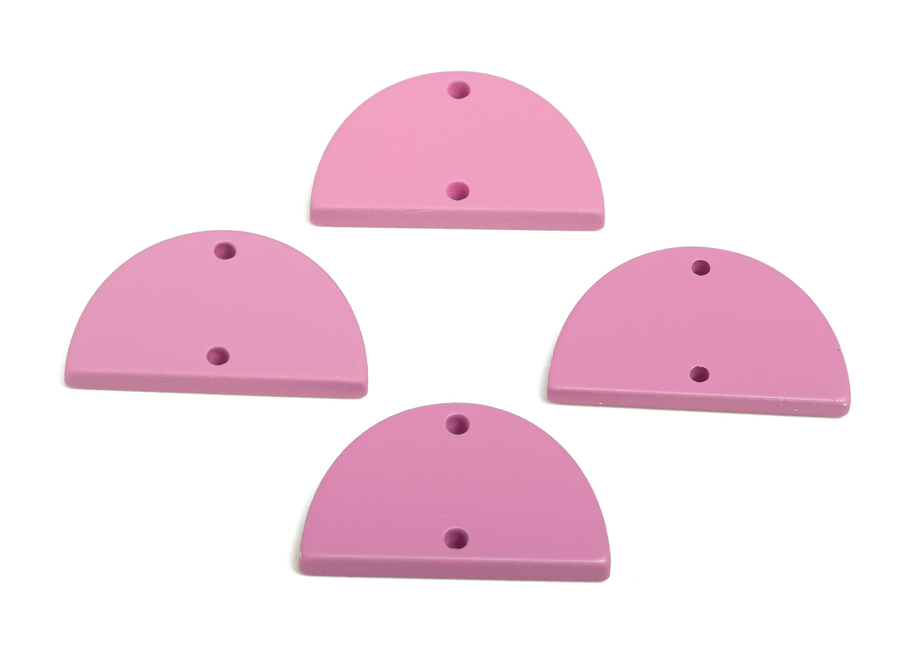 Acrylic Semicircle Earring Connector - Matte Purple Half Moon Charm - 2 Holes Geometric Jewelry - Color Code: A1060 - 25x15x2mm-AC3659-A1060 - DOMEDBAZAAR