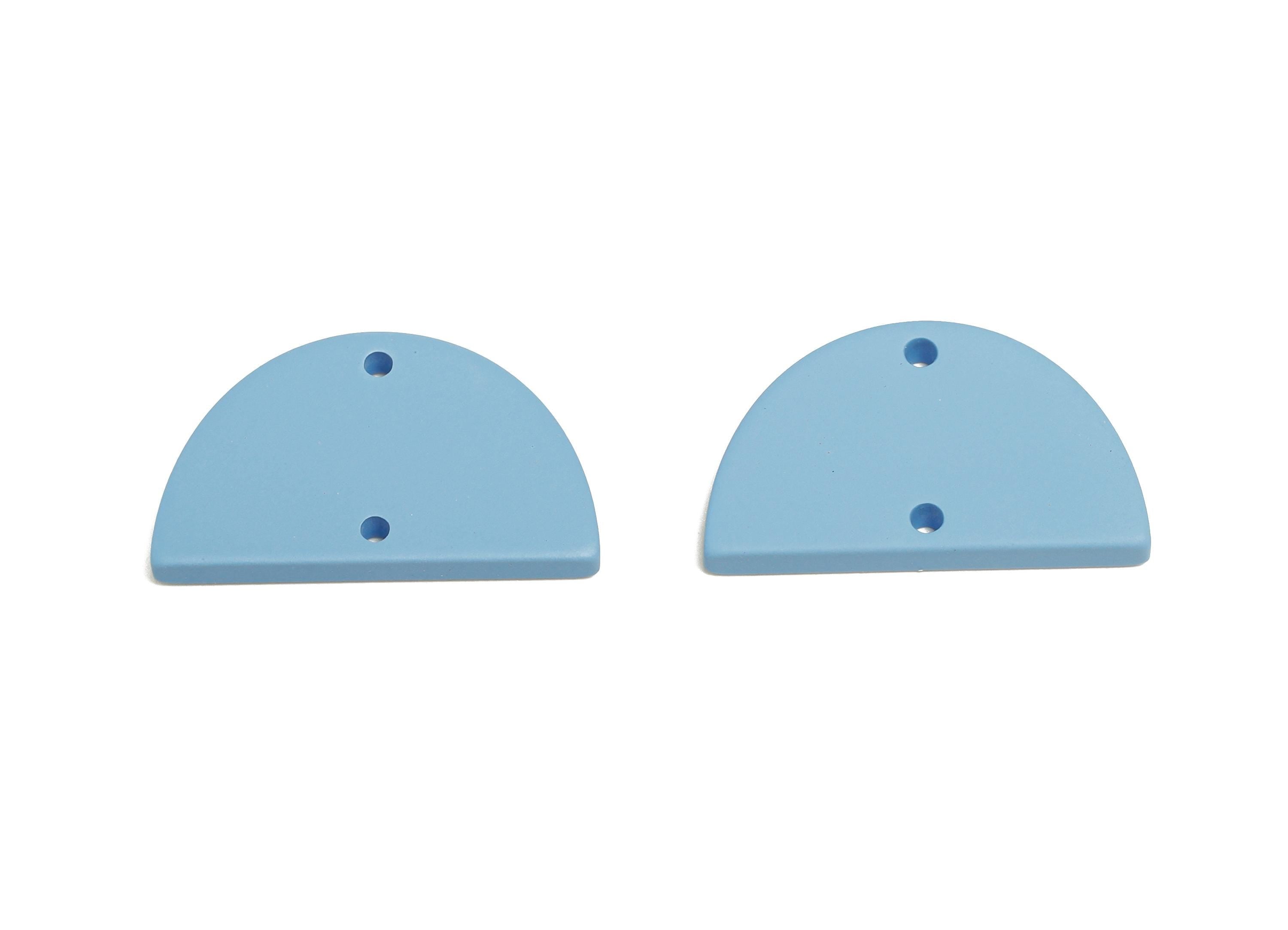 Acrylic Semicircle Earring Connector - Matte Blue Half Moon Charm - 2 Holes Geometric Jewelry - Color Code: A1059 - 25x15x2mm-AC3659-A1059 - DOMEDBAZAAR