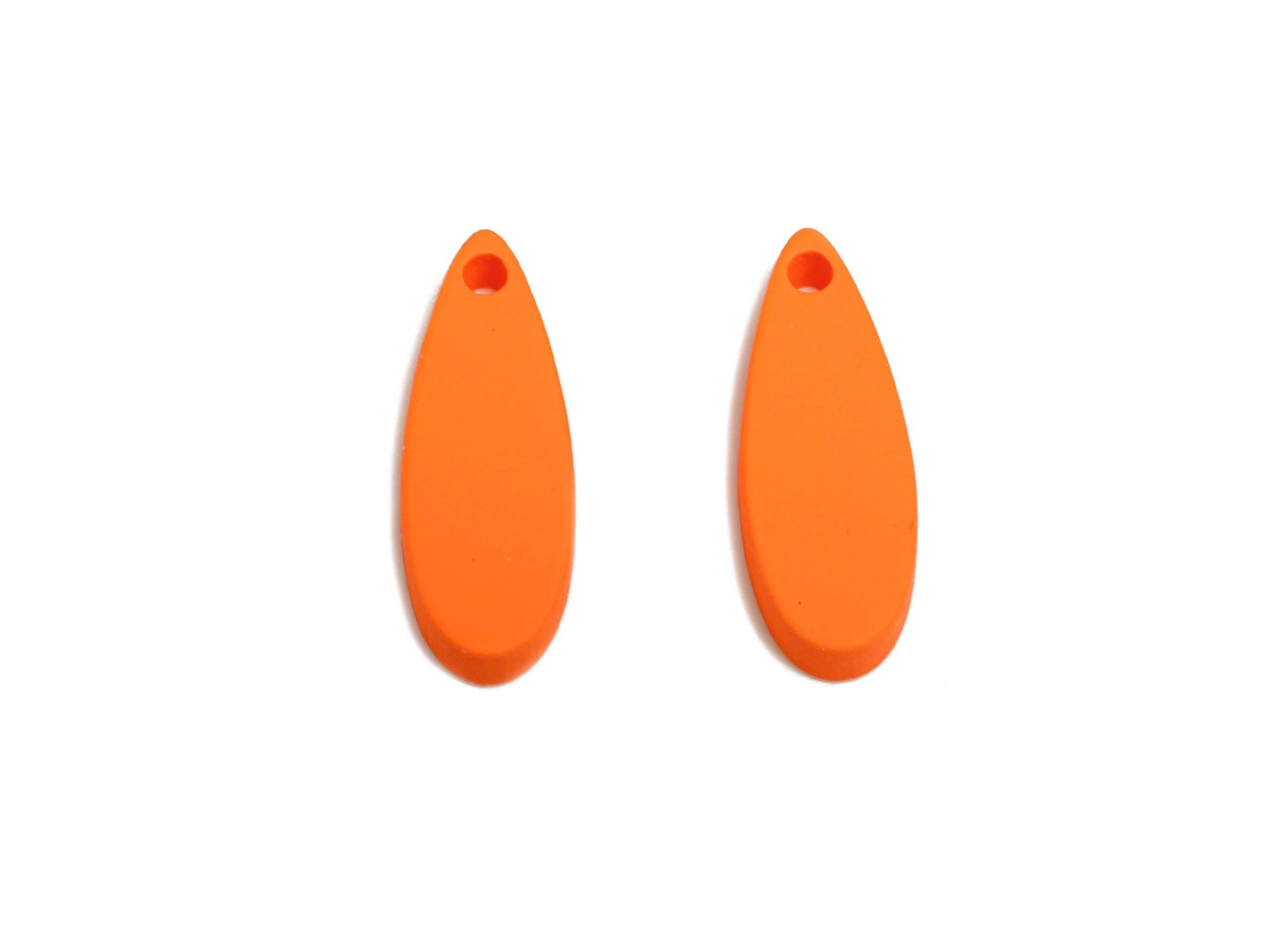 Acrylic Teardrop Earring Charm - Matte Orange Drop Earring Charm - Lightweight Geometry Charm - Color Code: A1056 -18x6x2mm-AC3651-A1056 - DOMEDBAZAAR