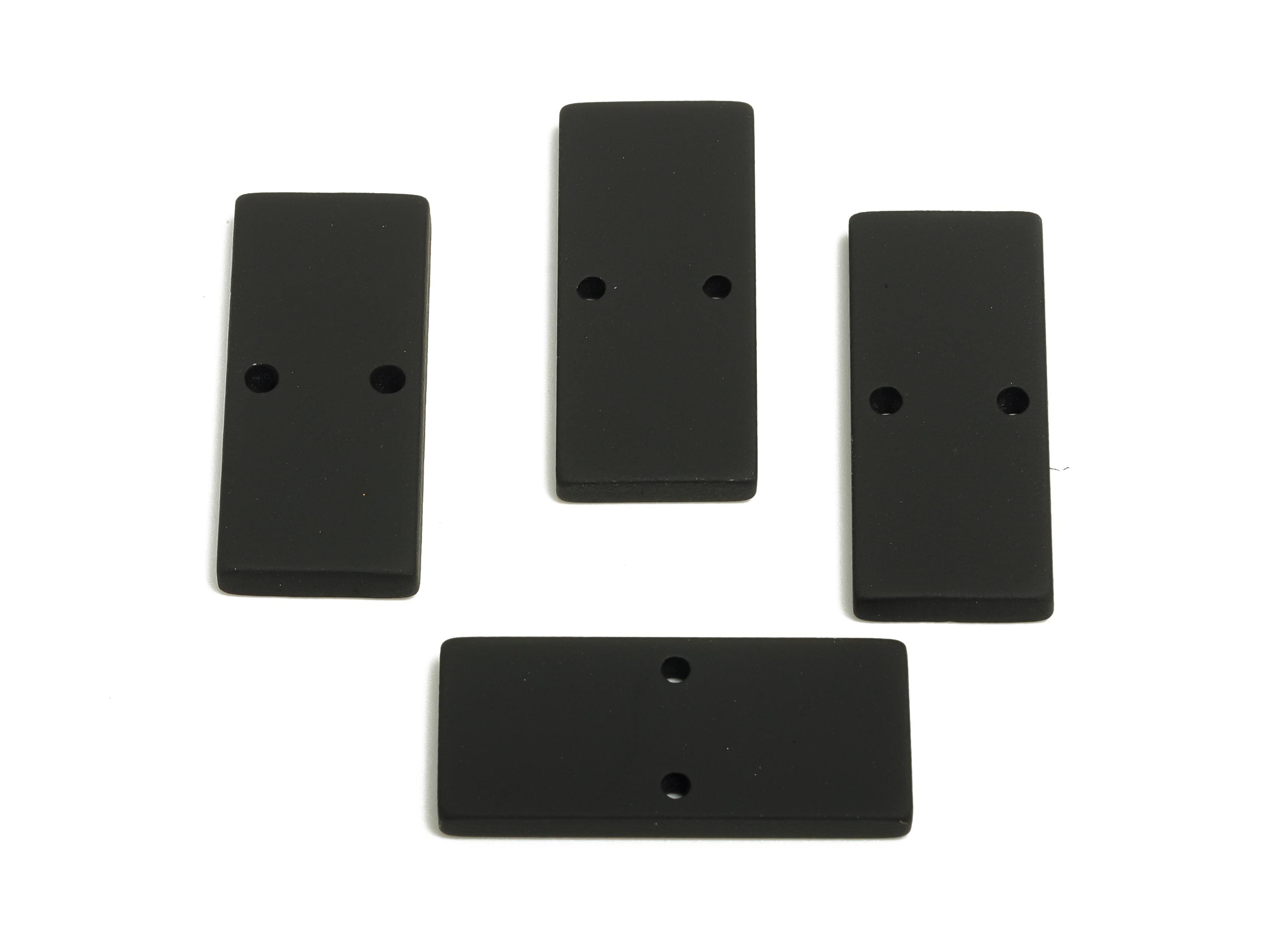Acrylic Rectangle Earring Connector - Matte Black Rectangle Charm - 2 Holes Geometric Jewelry - Color Code: A1052 -27x11.8x3mm- AC3653-A1052 - DOMEDBAZAAR