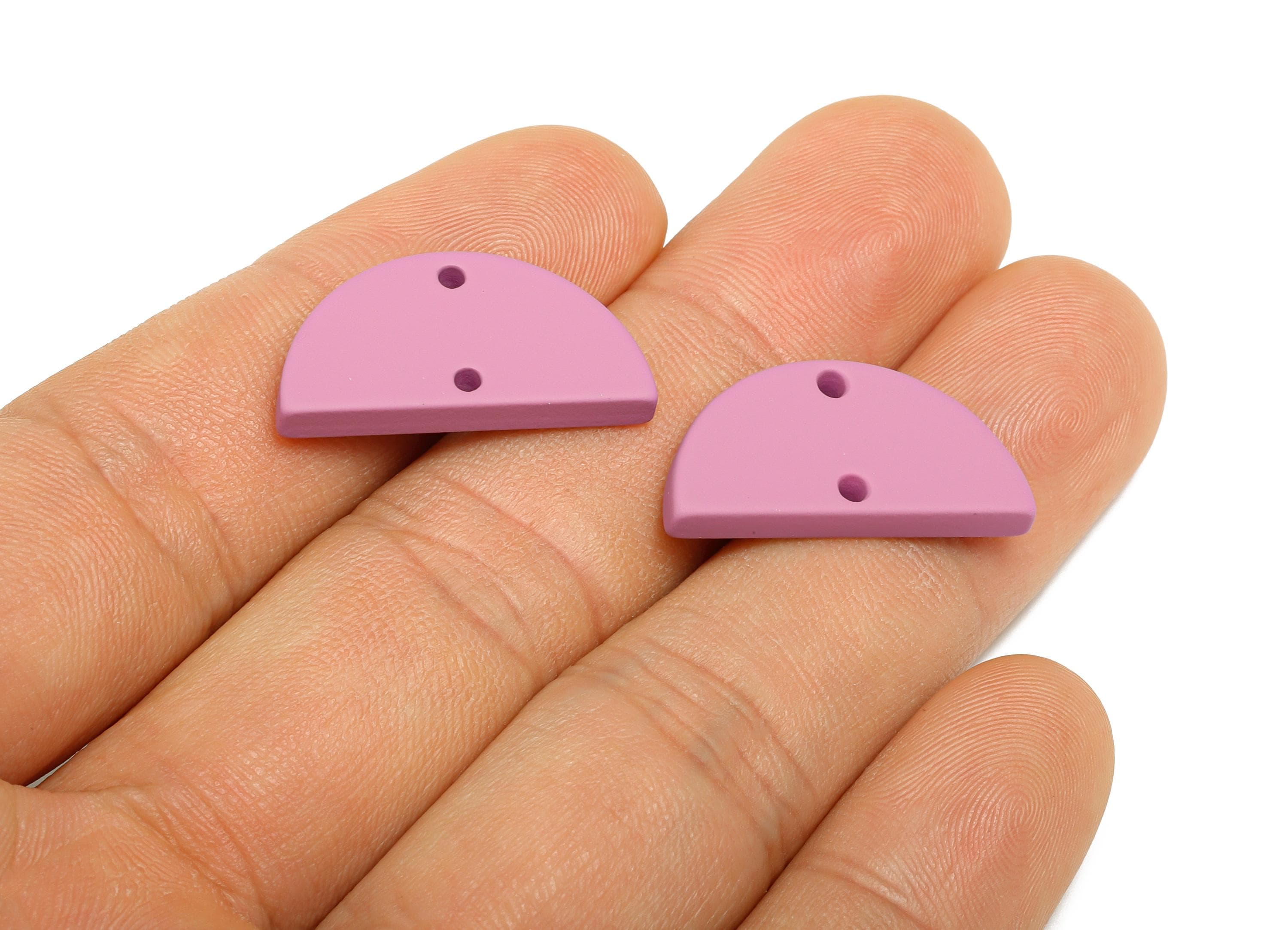 Acrylic Purple Half Circle Connector - Matte Semicircle Piece - Crafting Supplies for Earring - Color Code: A1060 - 24x12x2mm -AC3648-A1060 - DOMEDBAZAAR