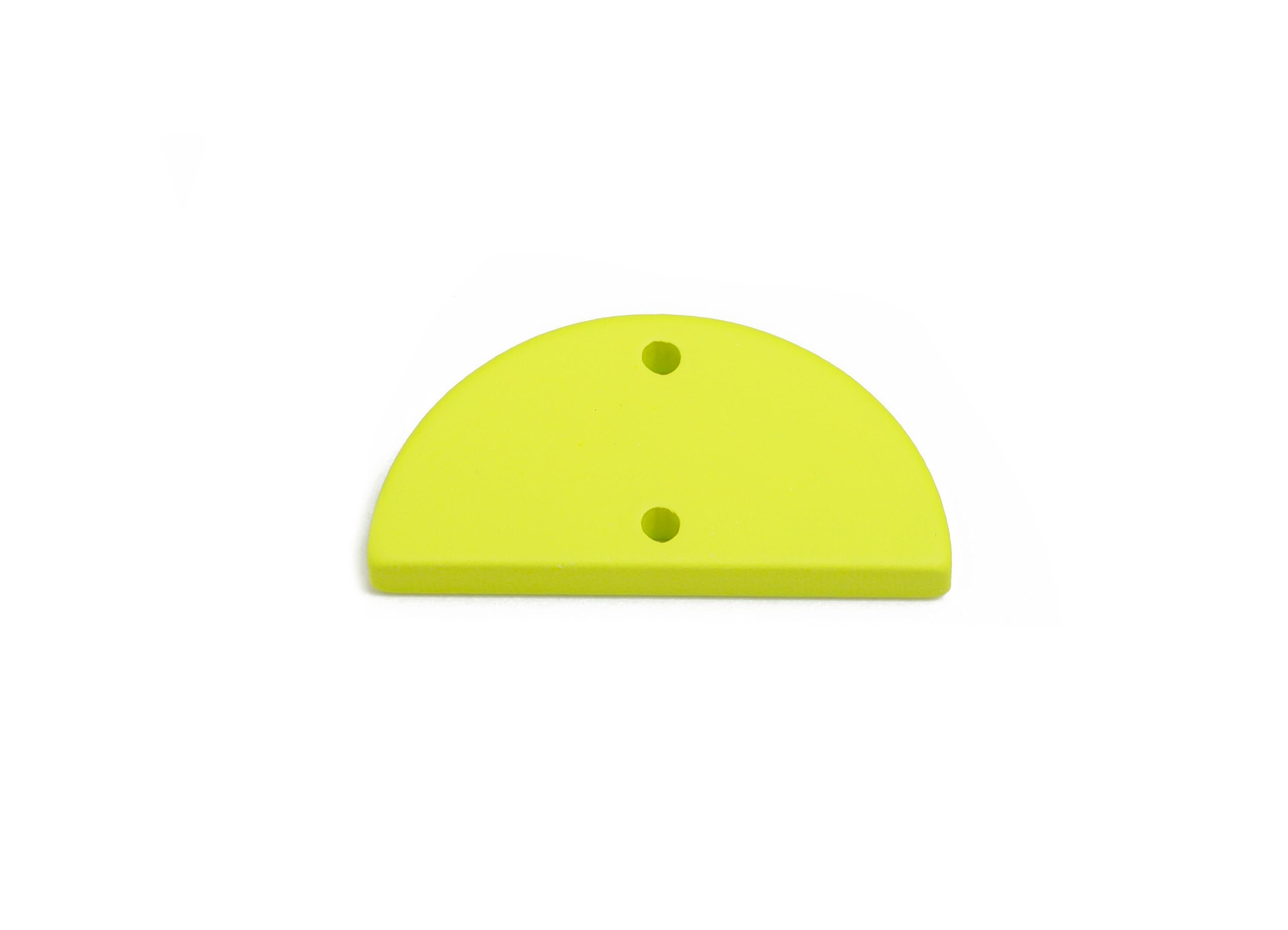 Acrylic Lime Green Half Circle Connector - Matte Semicircle Earring Piece - Bright Color Jewelry - Color Code: A1058 -24x12x2mm-AC3648-A1058 - DOMEDBAZAAR