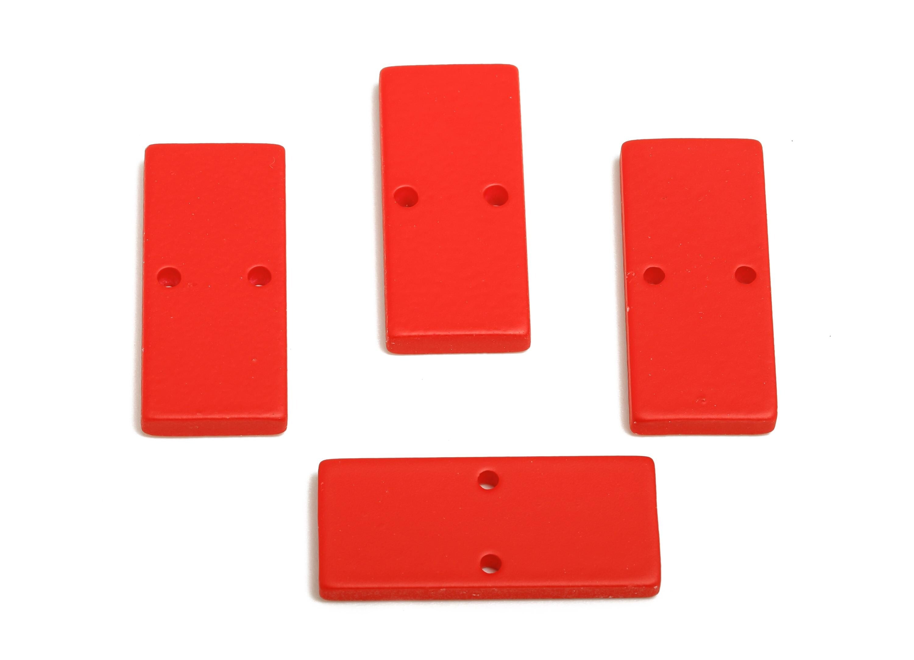 Acrylic Rectangle Earring Connector - Matte Red Rectangle Charm - 2 Holes Geometric Jewelry - Color Code: A1054 - 27x11.8x3mm - AC3653-A1054 - DOMEDBAZAAR